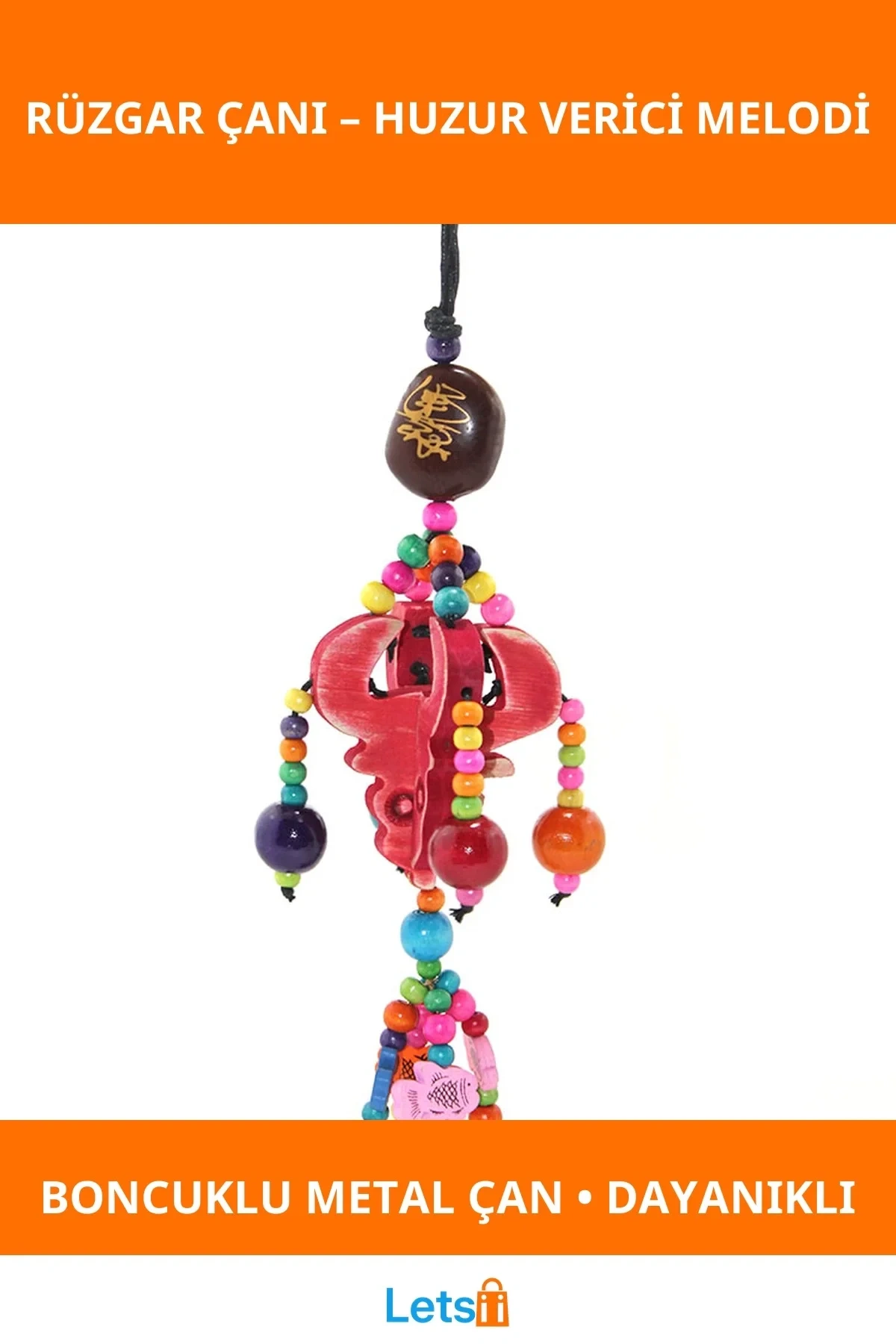 Renkli Metal Boncuklu Rüzgar Çanı Dekoratif Bahçe ve Balkon Süsü