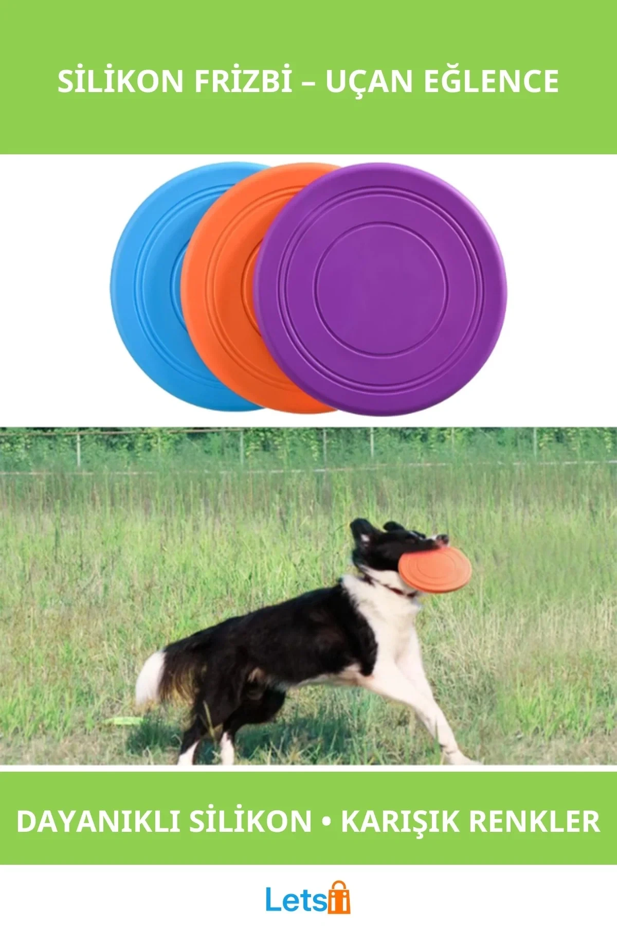 Renkli Silikon Frizbi Köpek Oyuncağı 17.5 cm