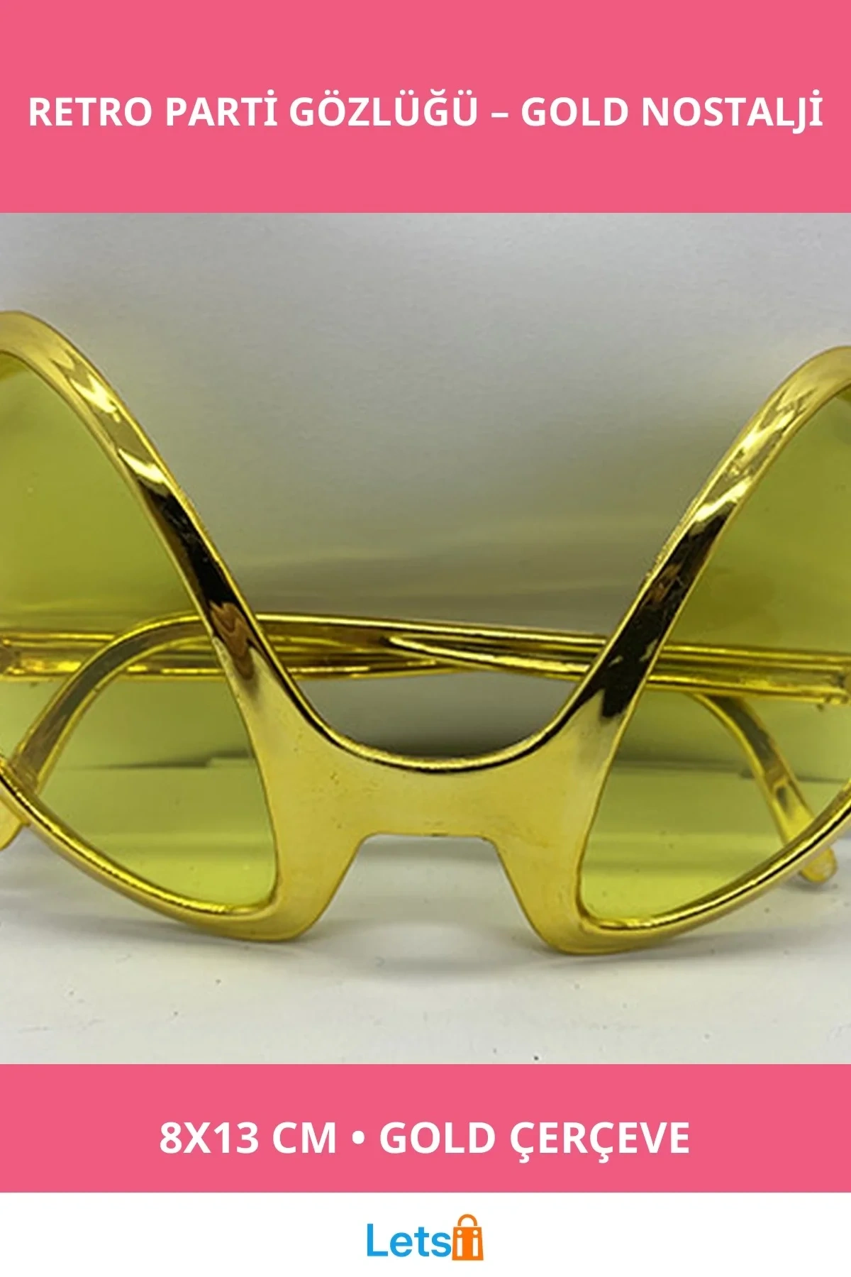 Retro Gold Renk 80ler 90lar Parti Gözlüğü