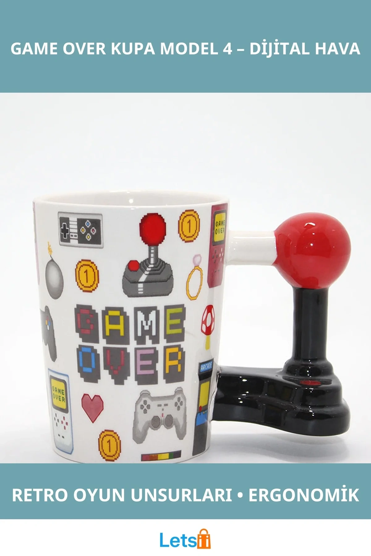 Retro Oyun Temalı Porselen Game Over Kupa Bardak