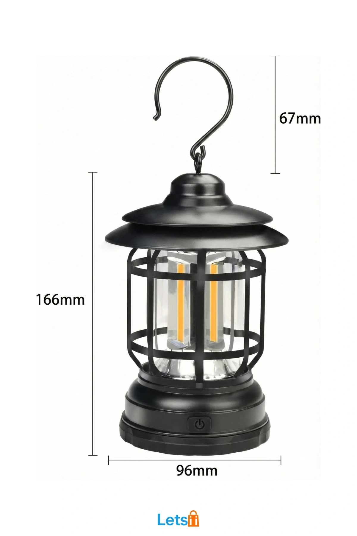 Retro Tasarımlı Şarjlı LED Kamp veya Bahçe Lambası 500 Lümen Kolay Taşınabilir 2 Kademeli