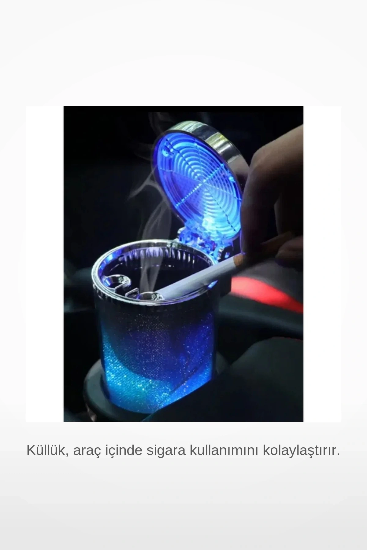 RGB Işıklı Kapaklı Kokusuz Araç İçi Küllük