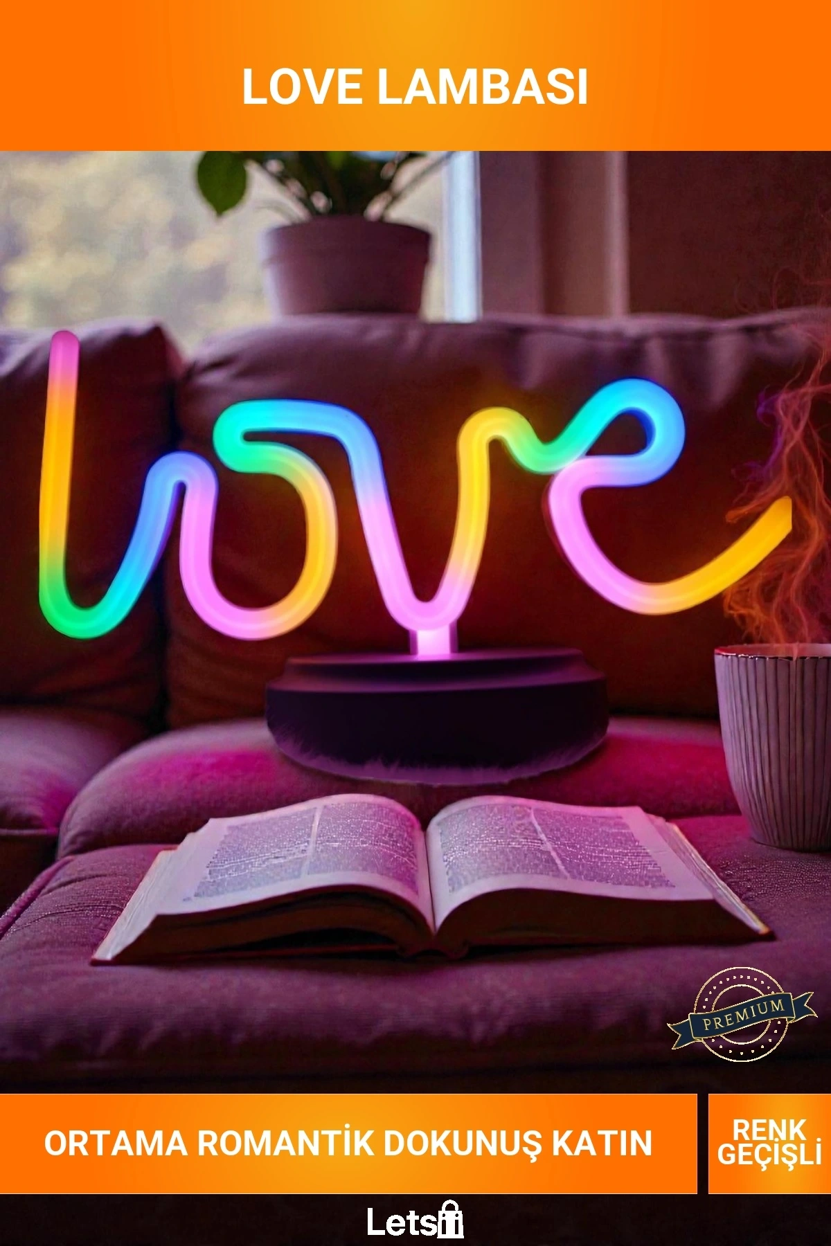 Romantik Dekoratif Renk Geçişli Neon Işıklı Love Yazılı USB ve Pilli Masa Gece Lambası