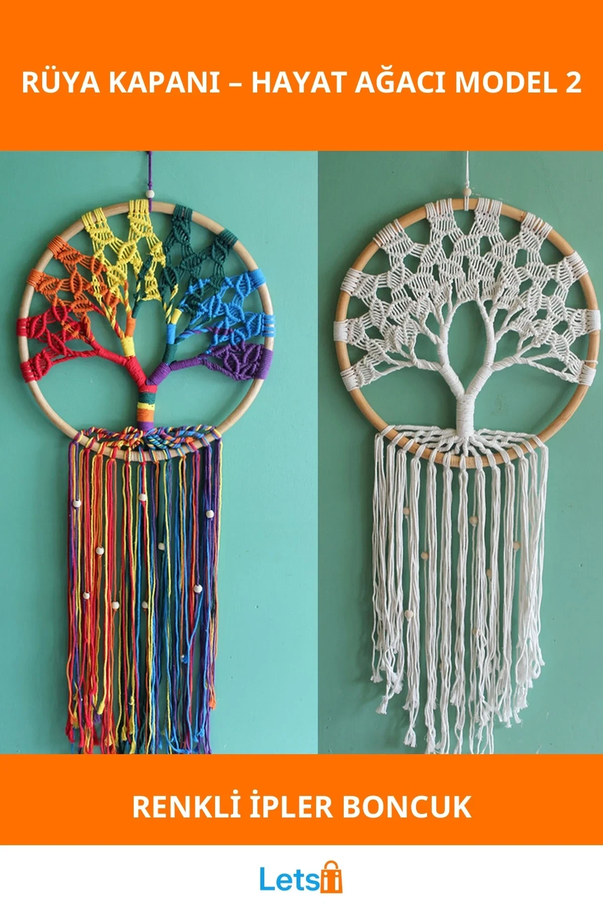 Rüya Kapanı Hayat Ağacı Dekoratif Bege ve Renkli 1 Adet