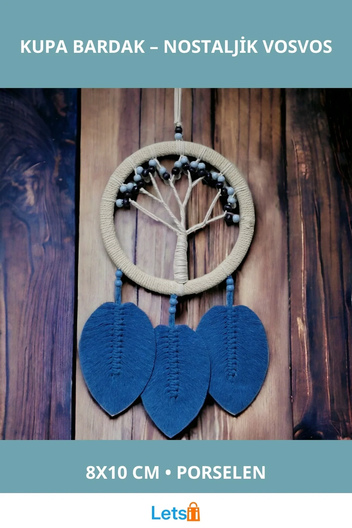 Rüya Kovan Hayat Ağacı Dream Catcher Mavi 50 cm