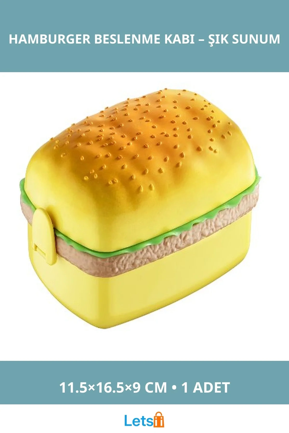 Sağlık Dostu Dikdörtgen Hamburger Beslenme Kabı 1 Adet