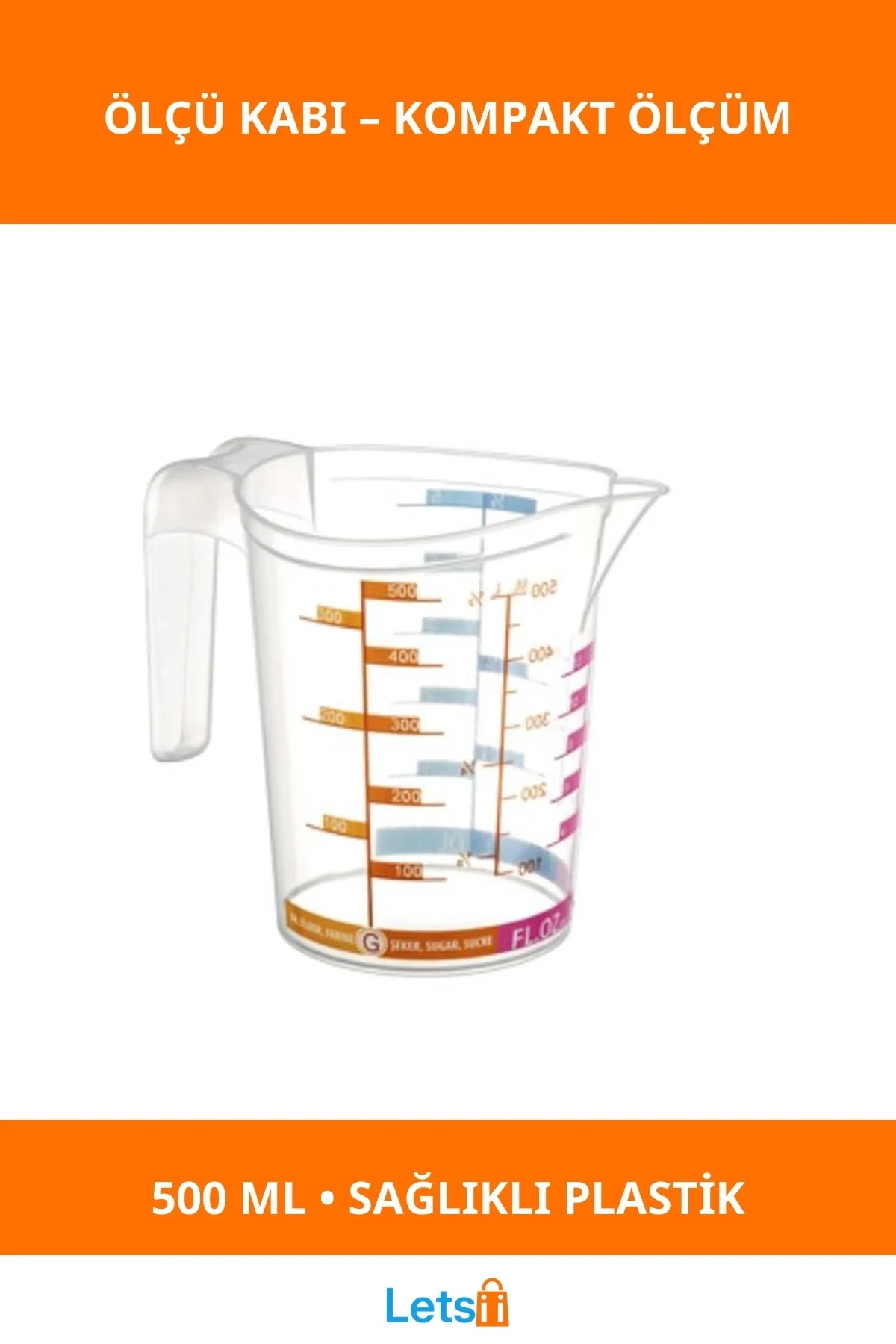 Sağlıklı Plastik Özel Ölçü Kabı 500ml Pratik Kullanım