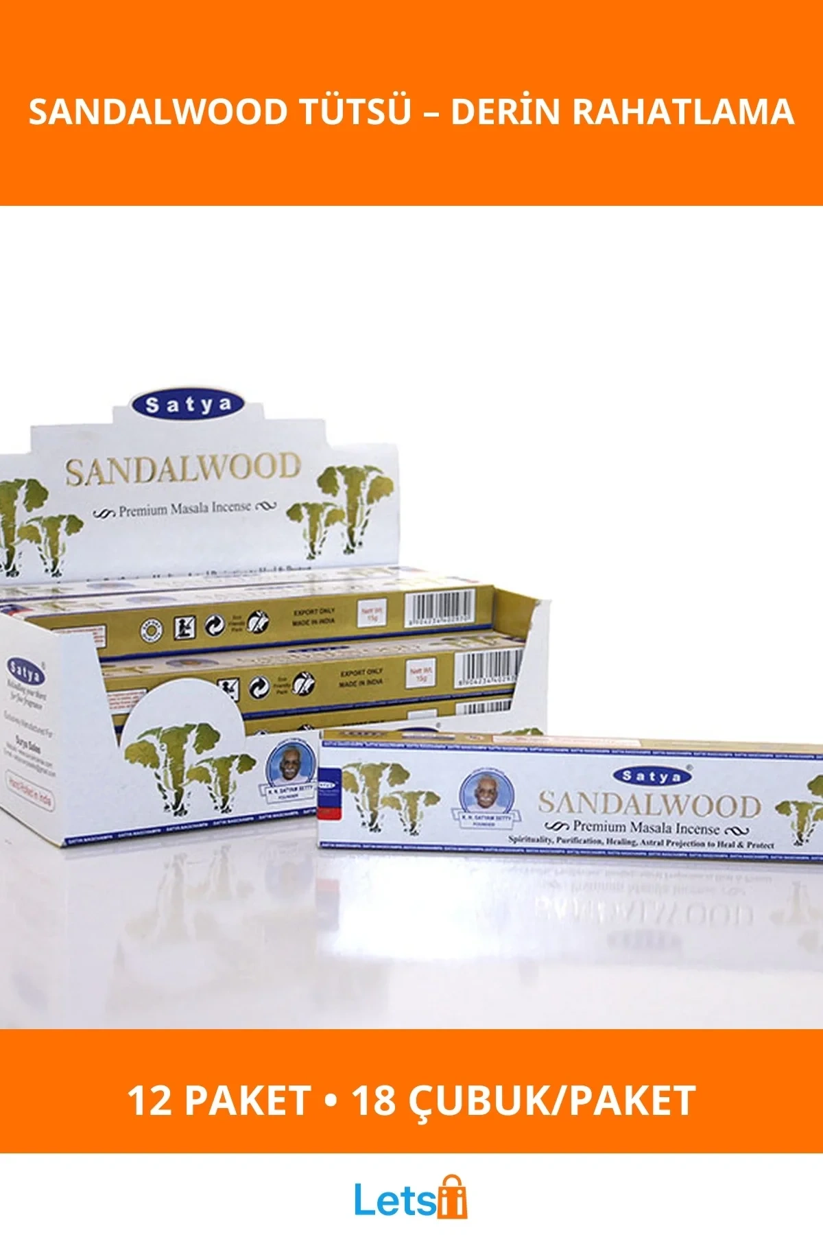 Sandal Ağacı Aromalı Meditasyon Tütsüsü 12 Paket 216 Adet