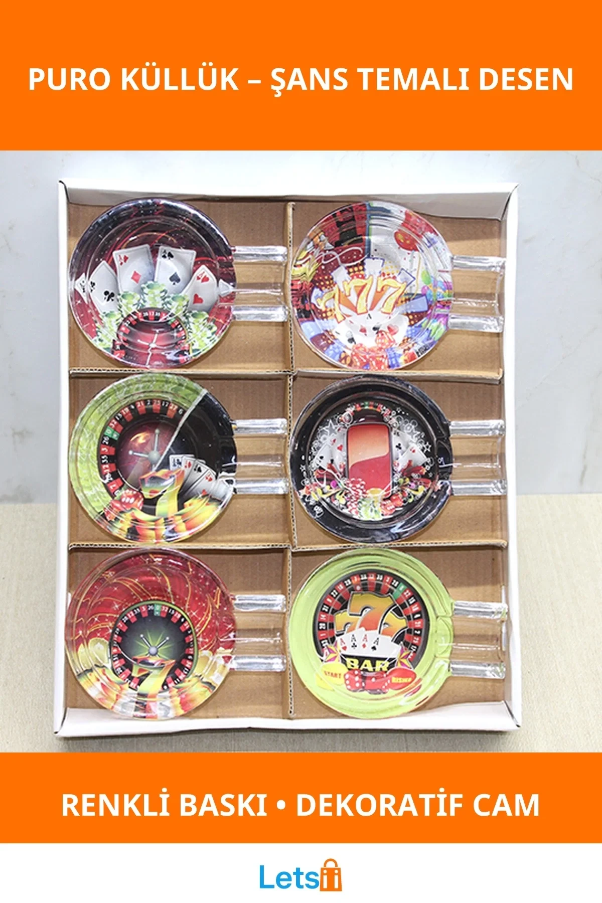 Şans Oyunları Temalı Renkli Cam Puro Küllük