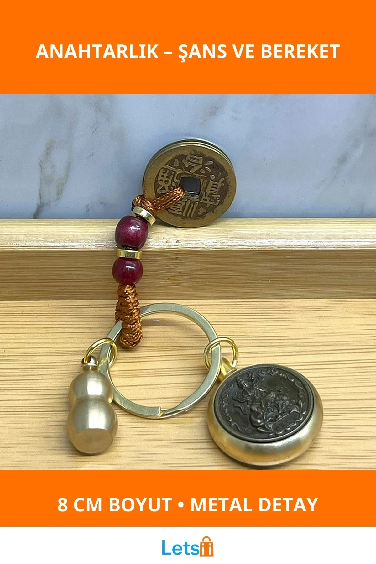 Şans ve Bereket Metal Anahtarlık 8 cm Manevi Hediye