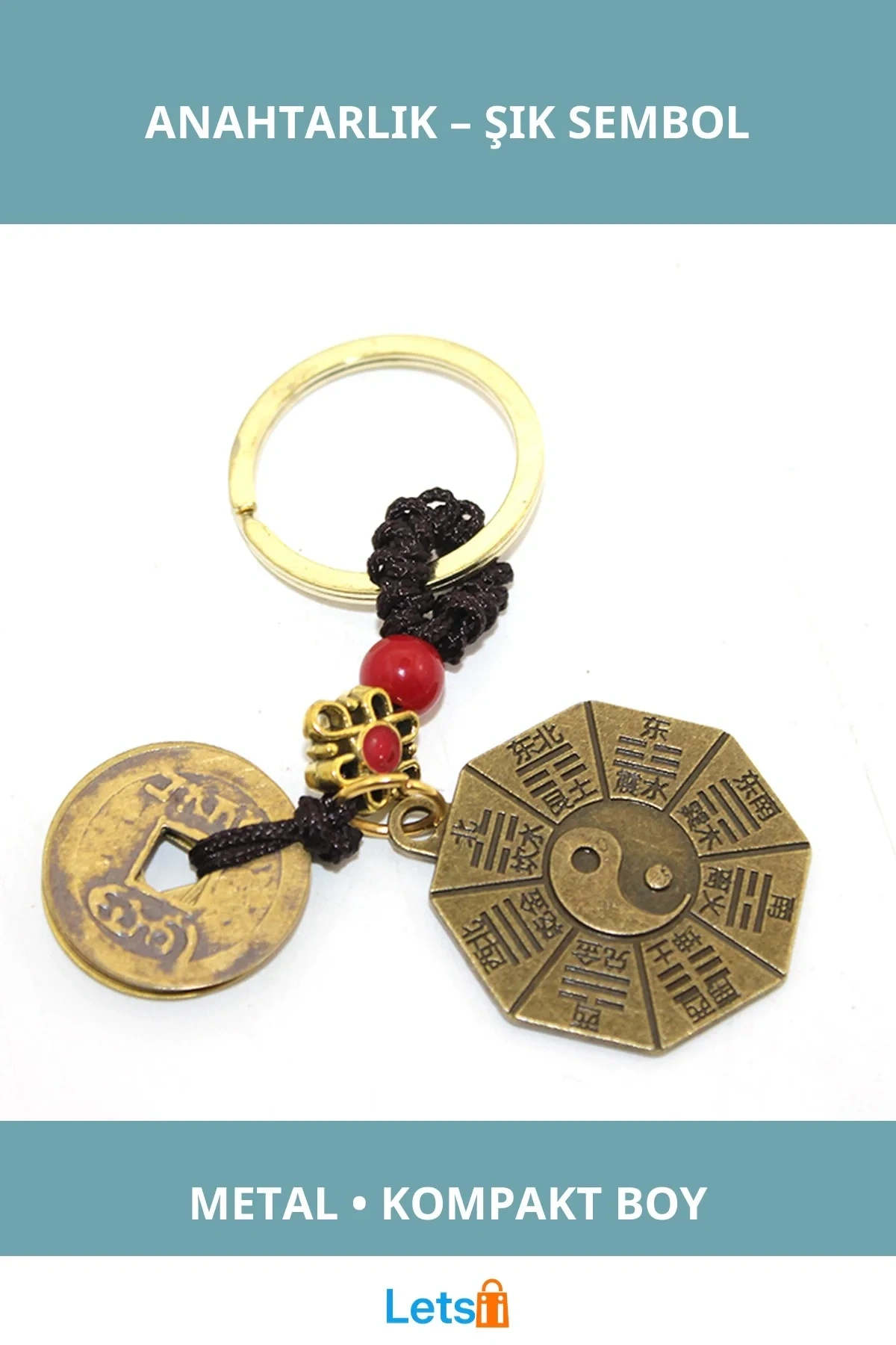 Şans ve Bereket Tasarımlı Dayanıklı Metal Anahtarlık