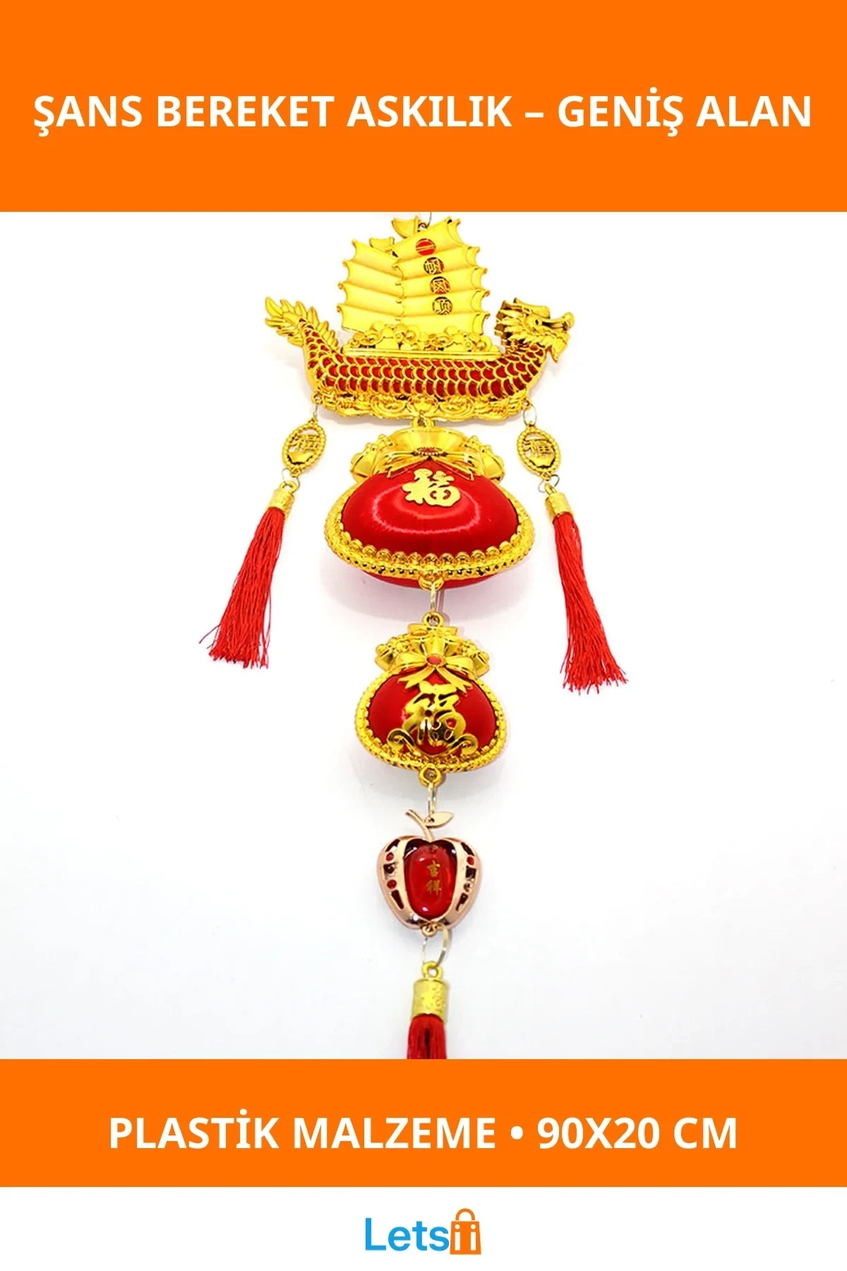 Şans Ve Bereket Temalı Dekoratif Plastik Askılık 90x20 cm