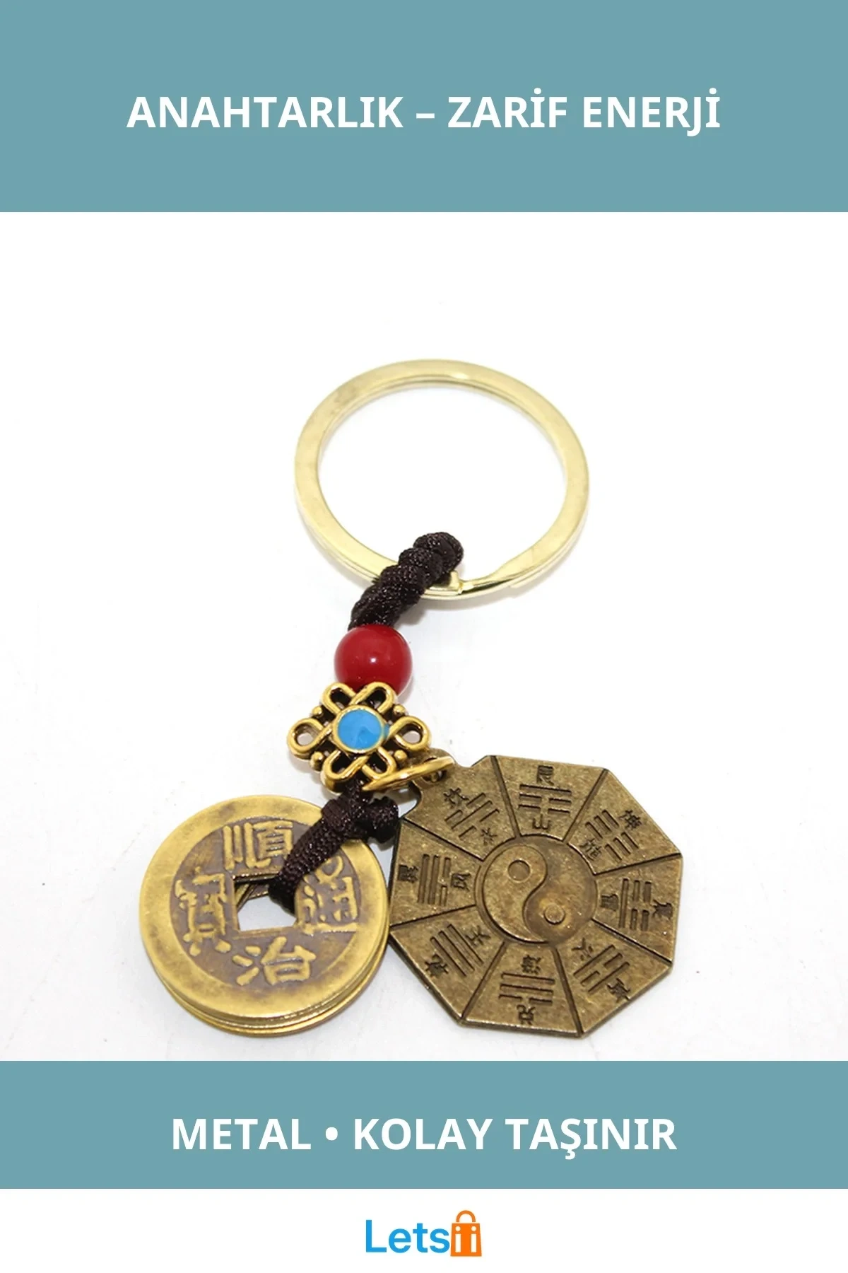 Şans ve Bereketli Metal Anahtarlık Model 6 Zarif Tasarım