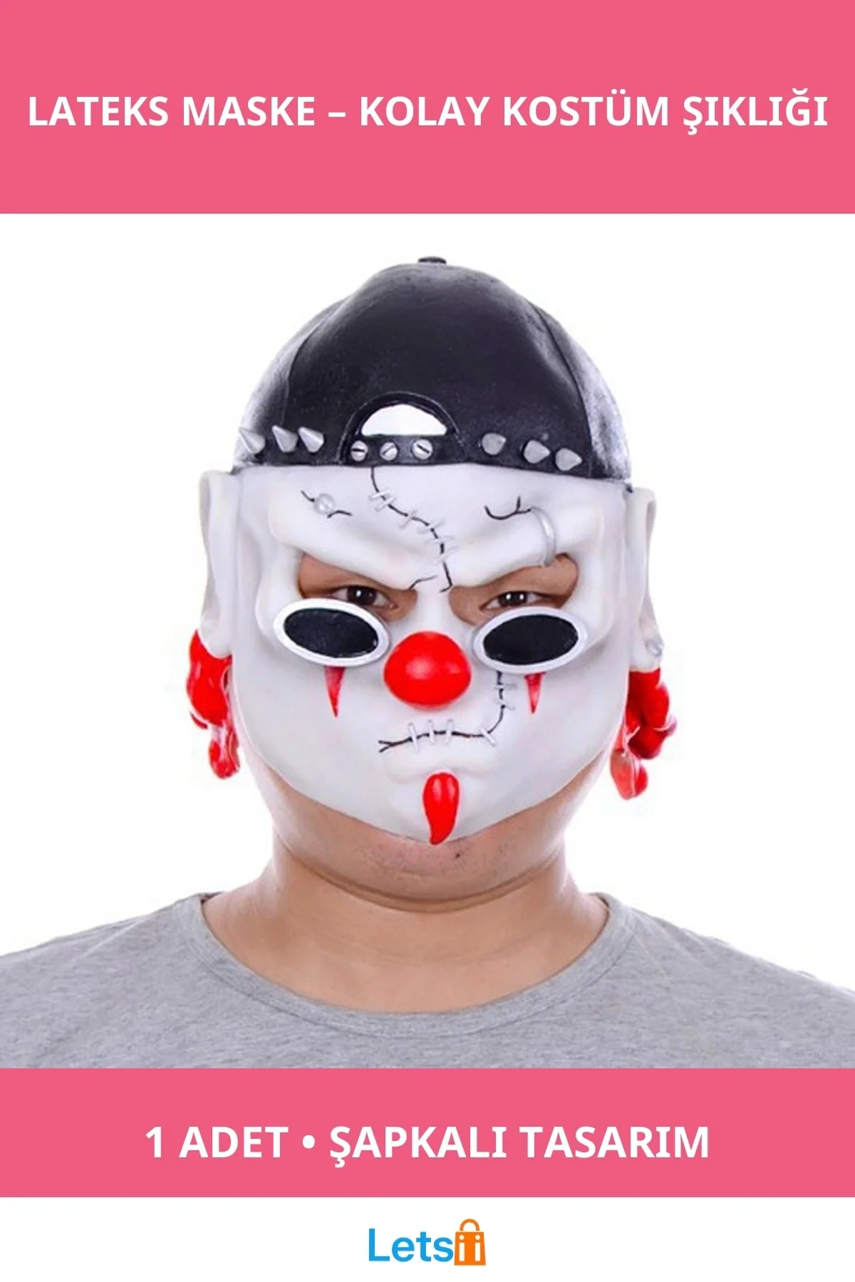 Şapkalı Lateks Maske 1 Adet