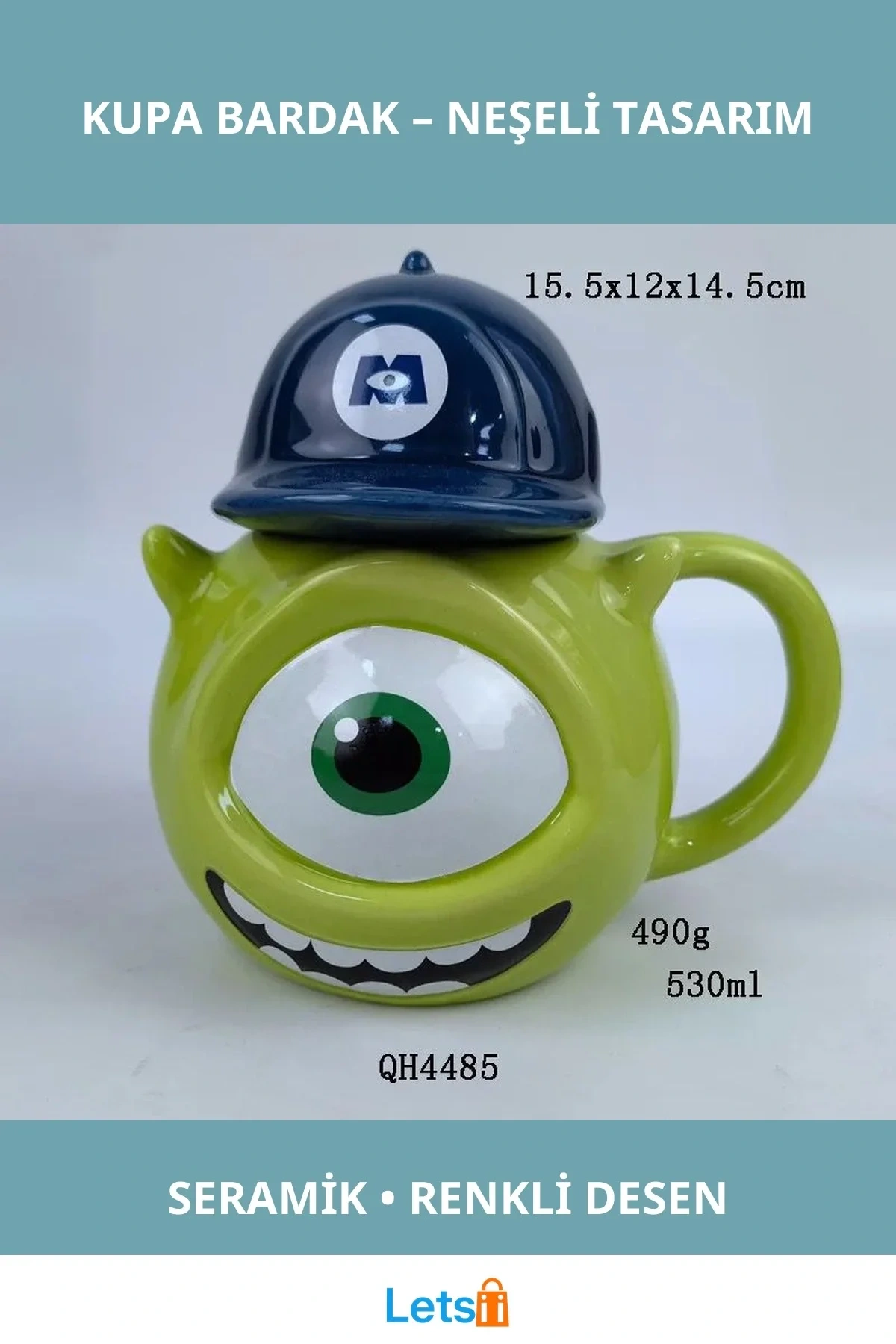 Şapkalı Pixar Kupa Bardak Eğlenceli ve Renkli