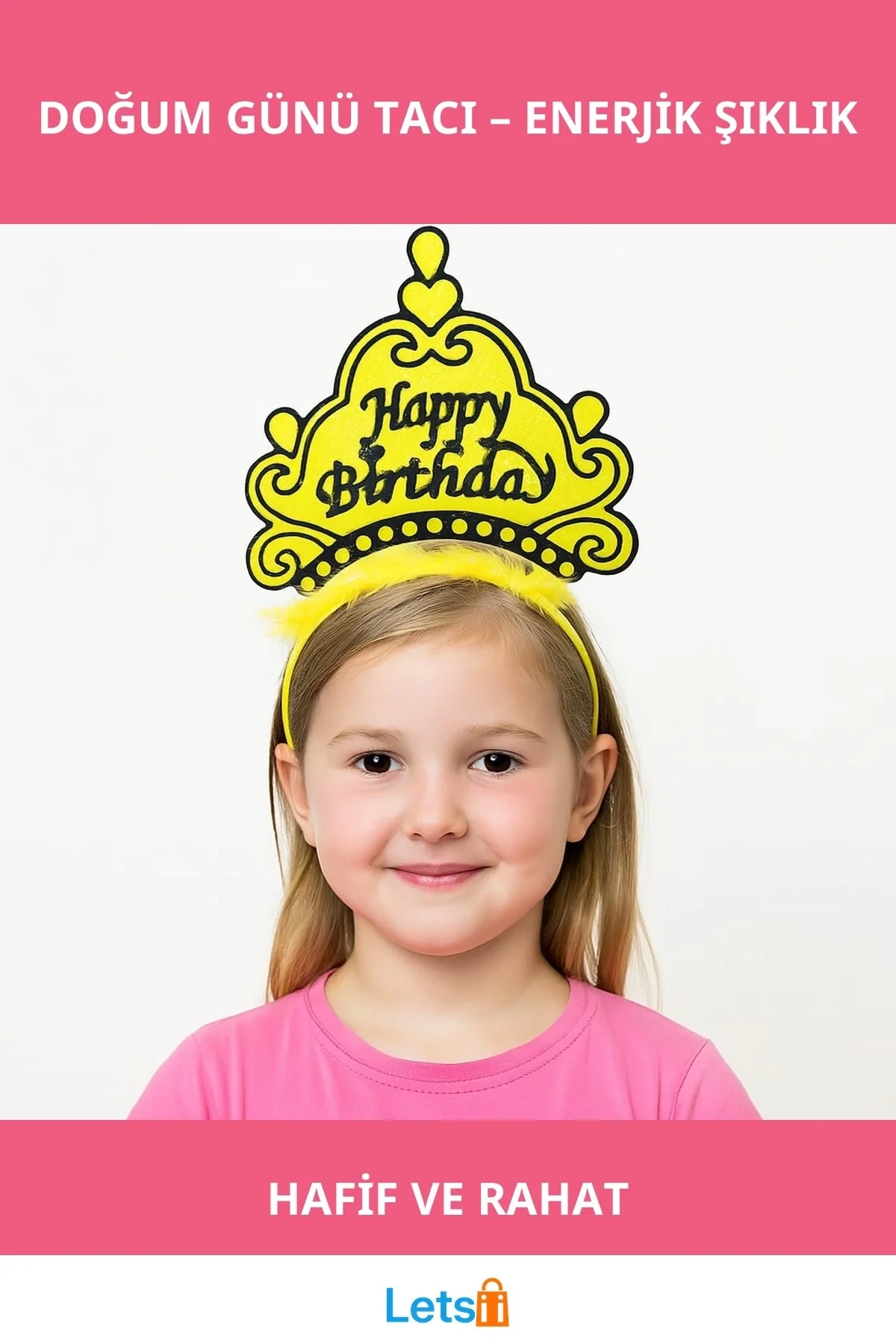 Sarı Happy Birthday Doğum Günü Prenses Tacı