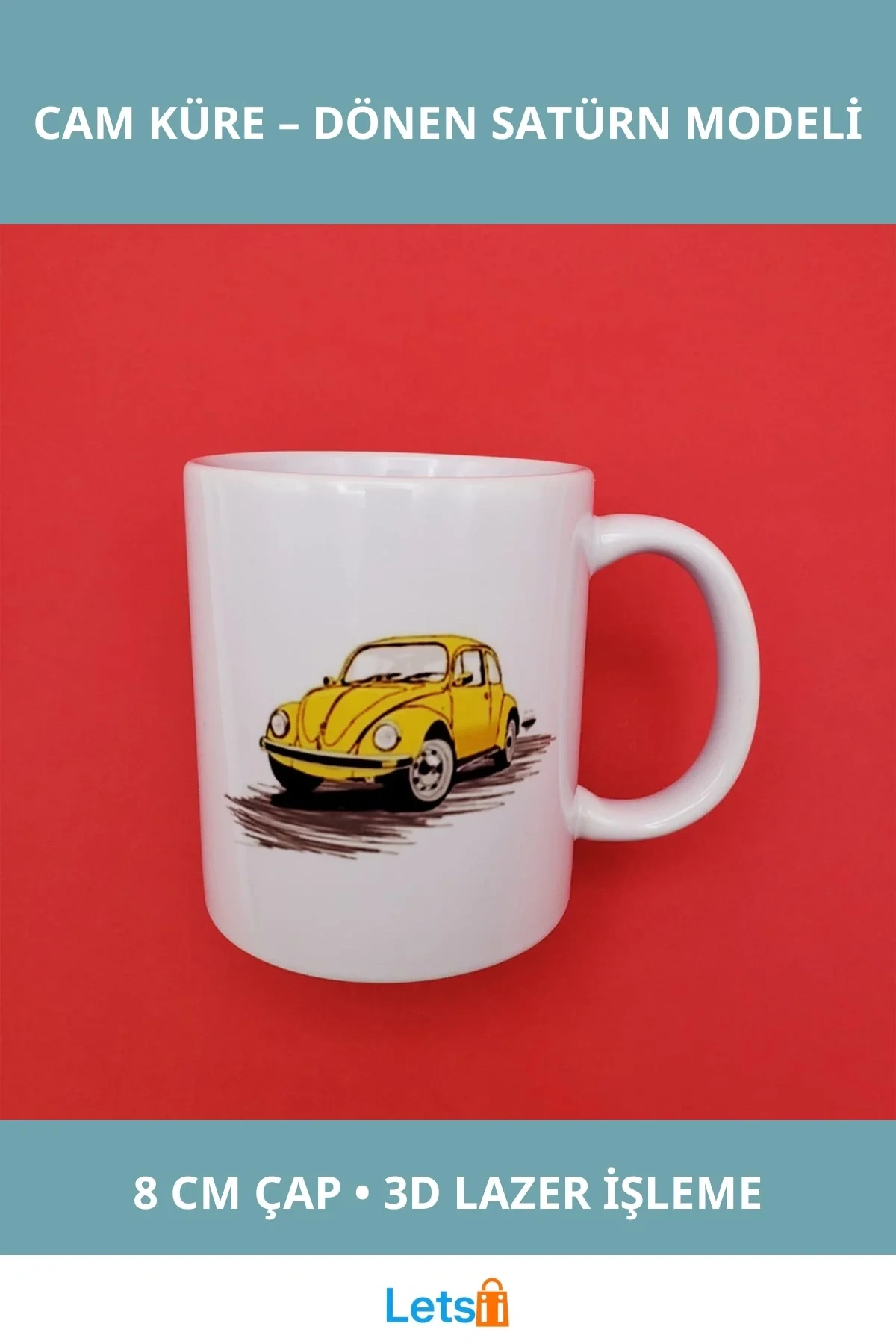 Sarı Vosvos Tasarım Vintage Porselen Kupa Bardak