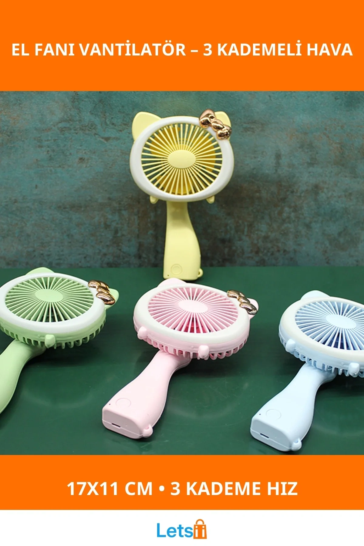 Şarjlı El Fanı Vantilatör 3 Kademeli Taşınabilir