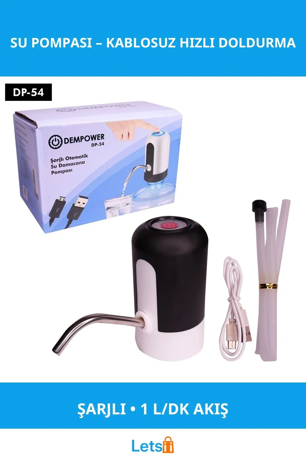 Şarjlı Kablosuz Otomatik Damacana Su Pompası