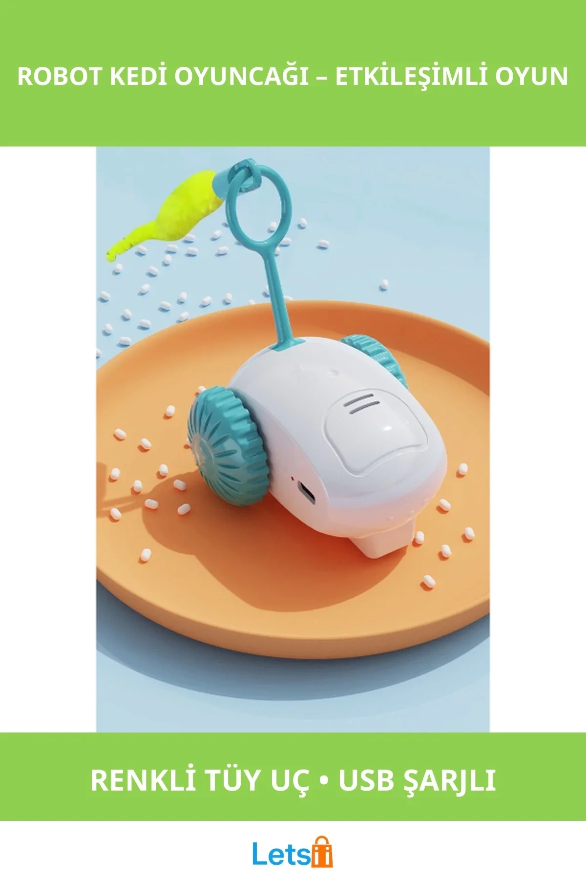 Şarjlı Renkli Tüyli Robot Kedi Oyuncağı