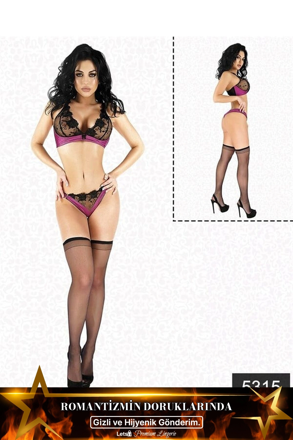 Saten Dantelli Fantezi Sütyen Ve Tanga Seti Standart Renk