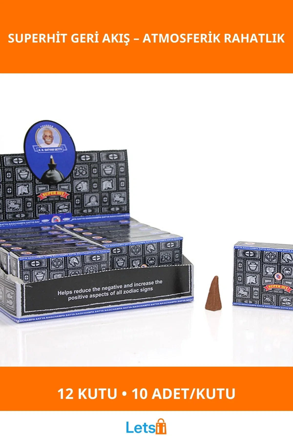 Satya Superhit Aromalı Geri Akış Tütsü 12li Kutu Seti