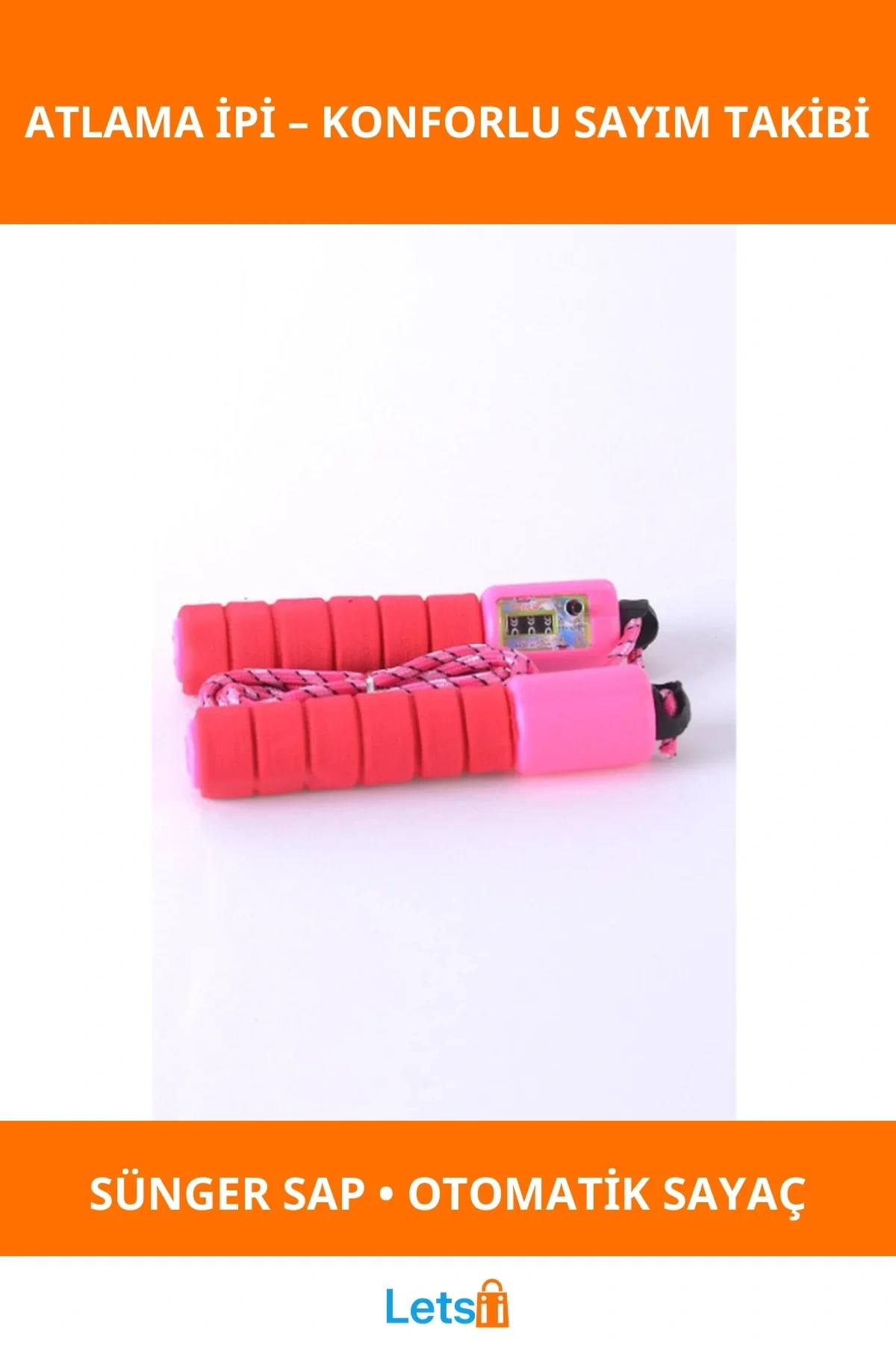 Sayaçlı Süngerli Atlama İpi Ergonomik Tutuş, Pratik Spor Aleti