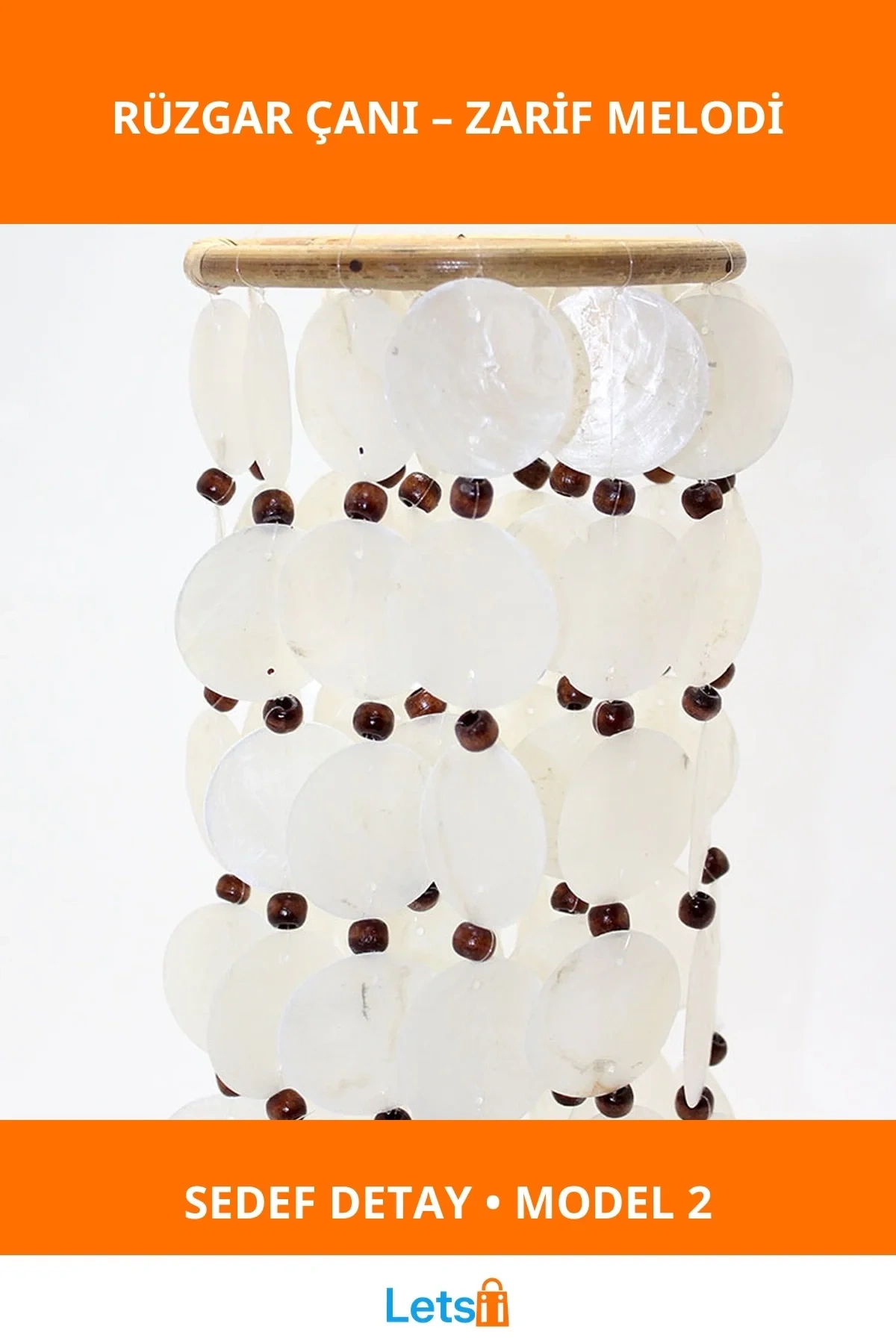 Sedefli Beyaz Rüzgar Çanı Zarif Dekoratif Süs