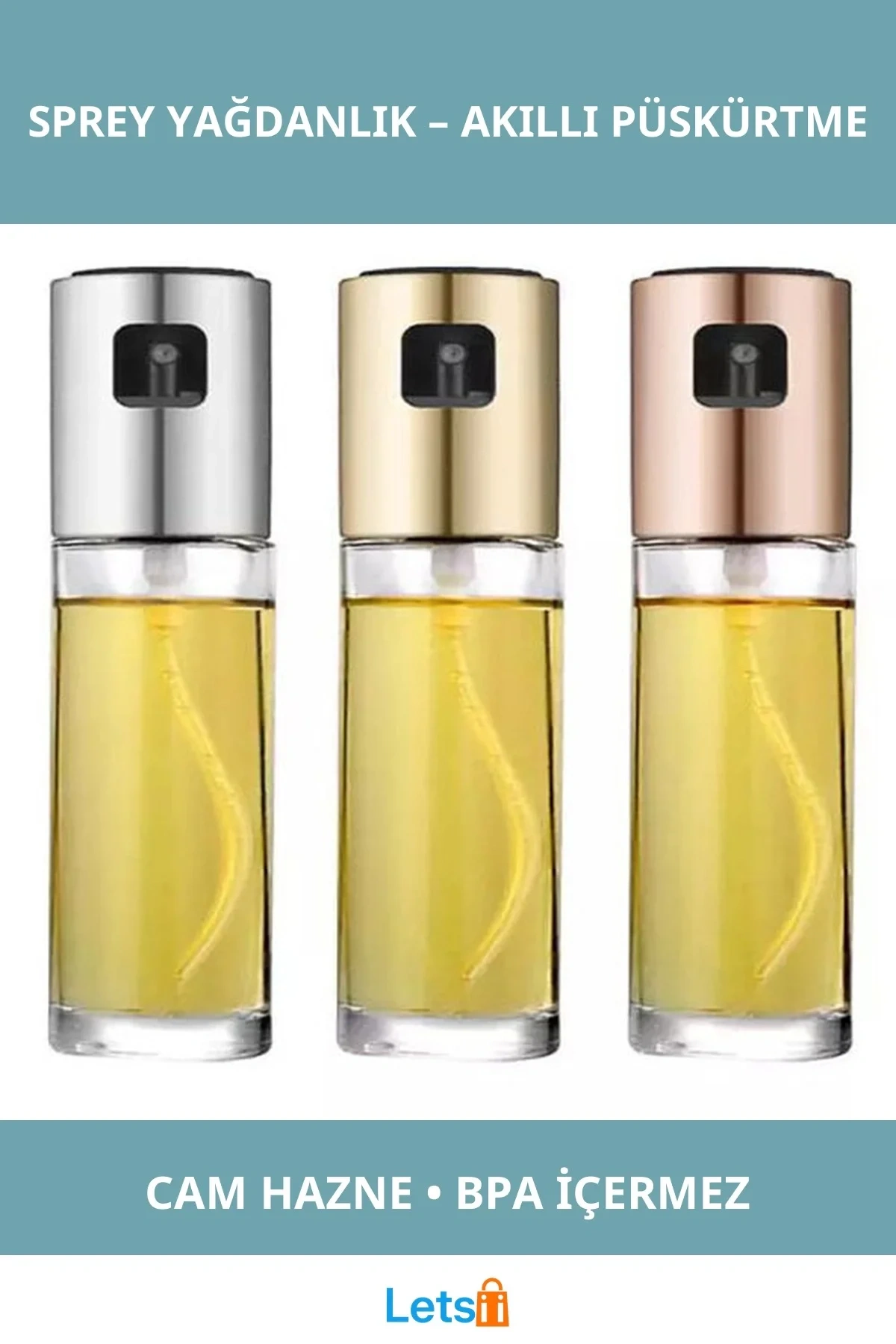 Şeffaf Cam BPA İçermeyen Akıllı Tasarımlı Püskürtücü Yağdanlık