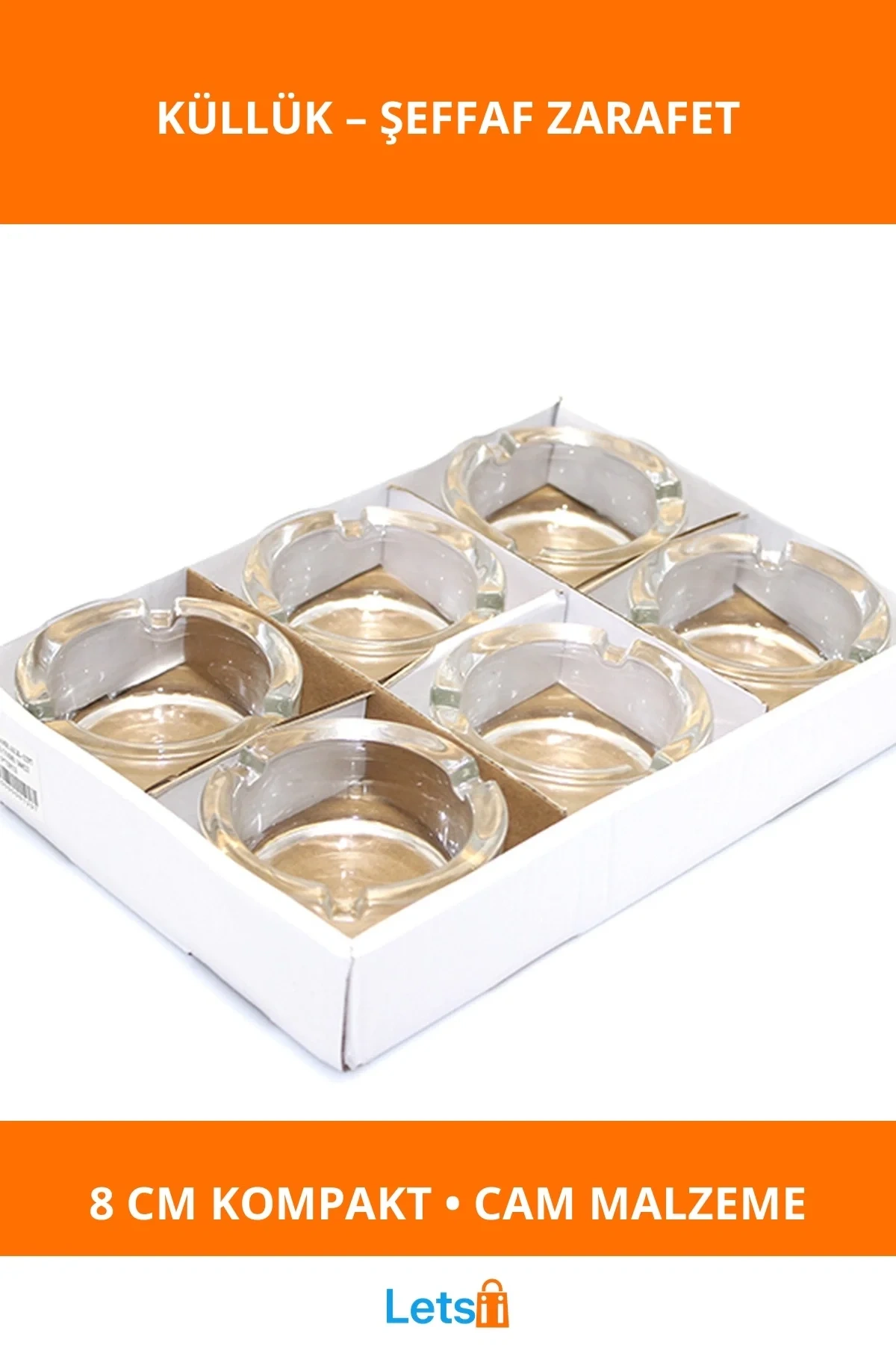 Şeffaf Dayanıklı Cam Küllük 8 cm Yuvarlak Ergonomik Tasarım