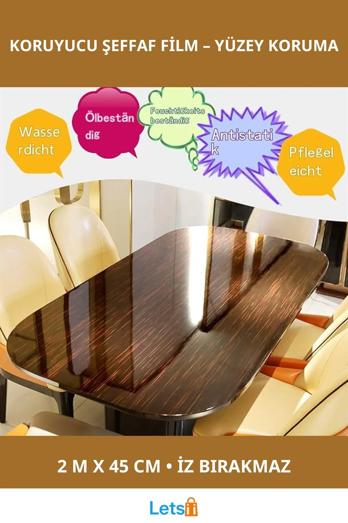 Şeffaf Eşya Koruyucu Film 2m x 45cm Su Geçirmez Koruma