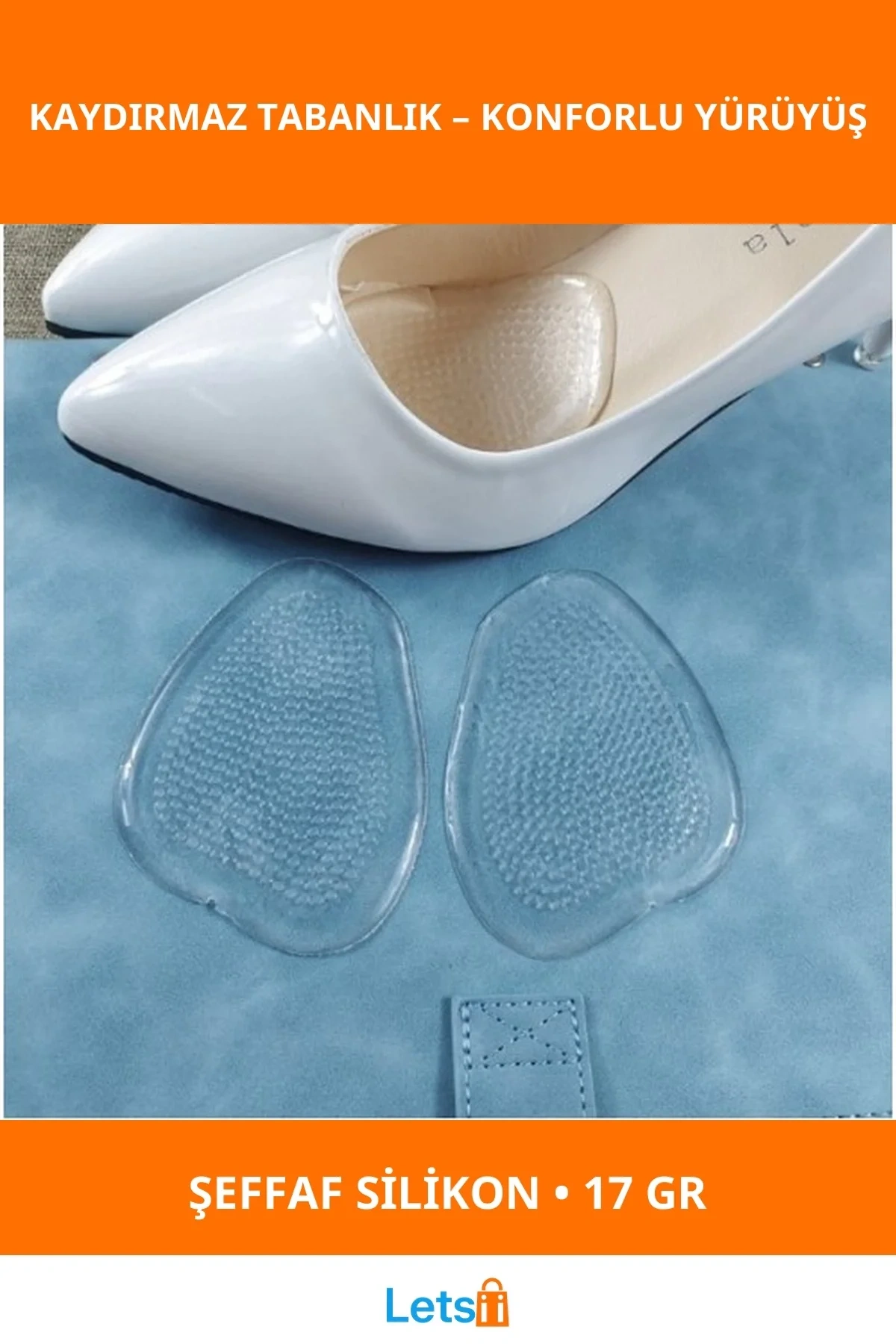 Şeffaf Kaydırmaz Topuklu Ayakkabı Tabanlığı Yumuşak Silikon 17GR