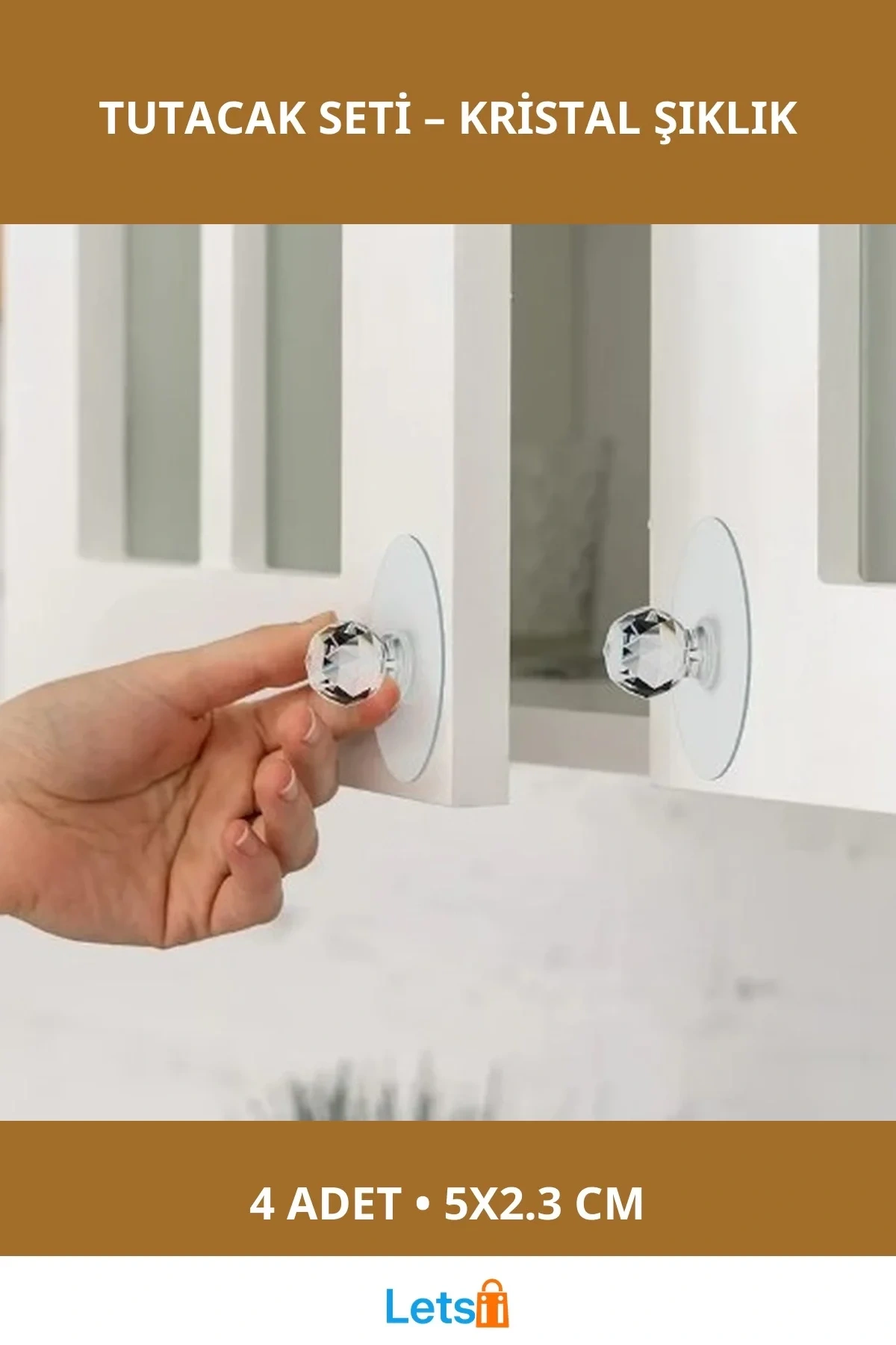 Şeffaf Kristal Görünümlü Estetik Tutacak 4 Adet