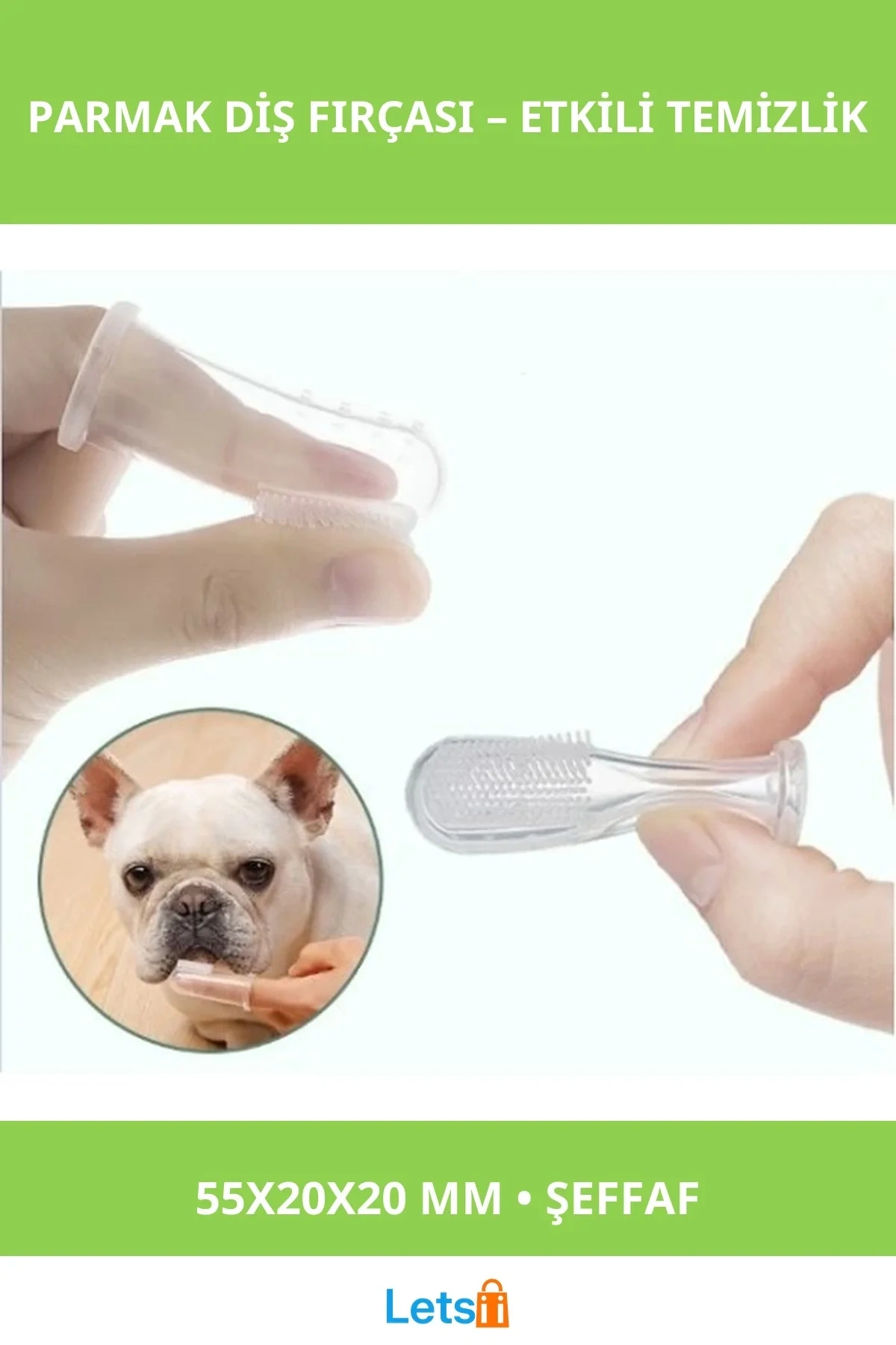 Şeffaf Parmağa Takılan Diş Kaşıma Fırçası Kedi ve Köpekler İçin