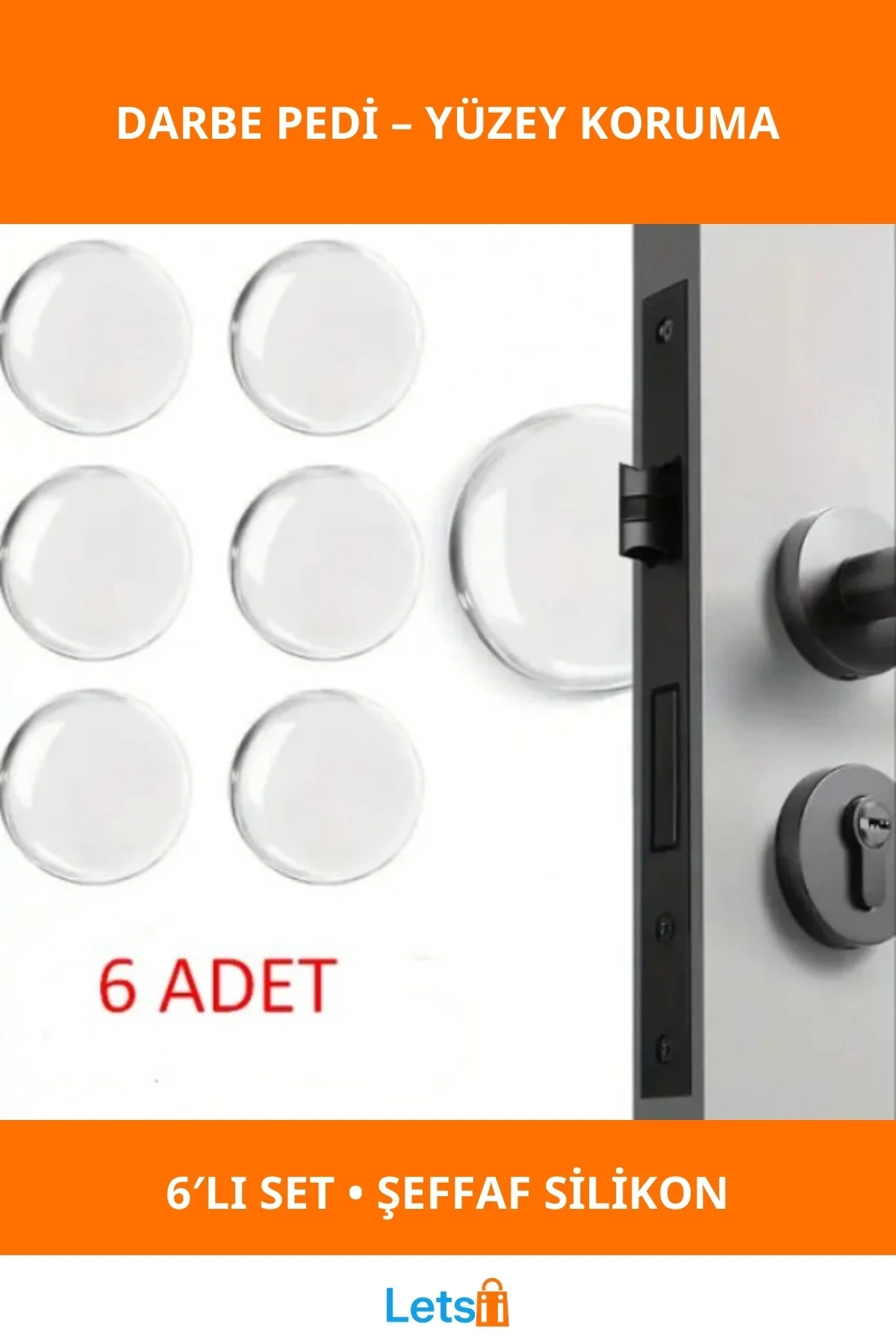 Şeffaf Silikon Kapı Durdurucu Darbe Pedi Koruyucu 6lı Set