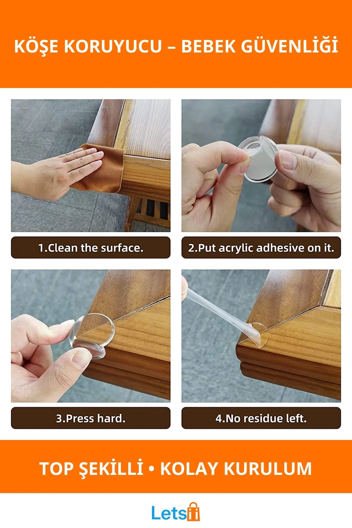 Şeffaf Silikon Top Şekilli Masa Kenarı Koruyucu