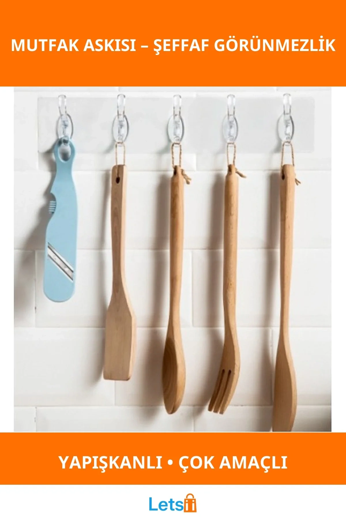 Şeffaf Yapışkanlı Çok Amaçlı Mutfak Askısı