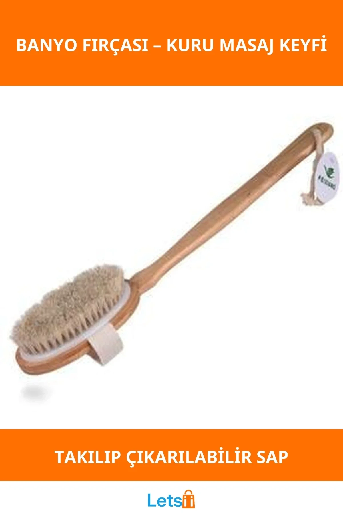 Selülit Giderici Saplı At Kılı Banyo Fırçası 40 cm