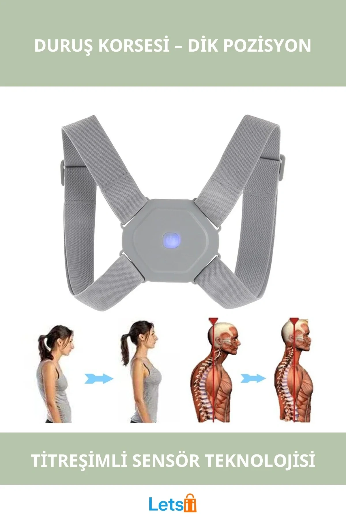 Sensörlü Titreşimli Omurga Duruş Korsesi