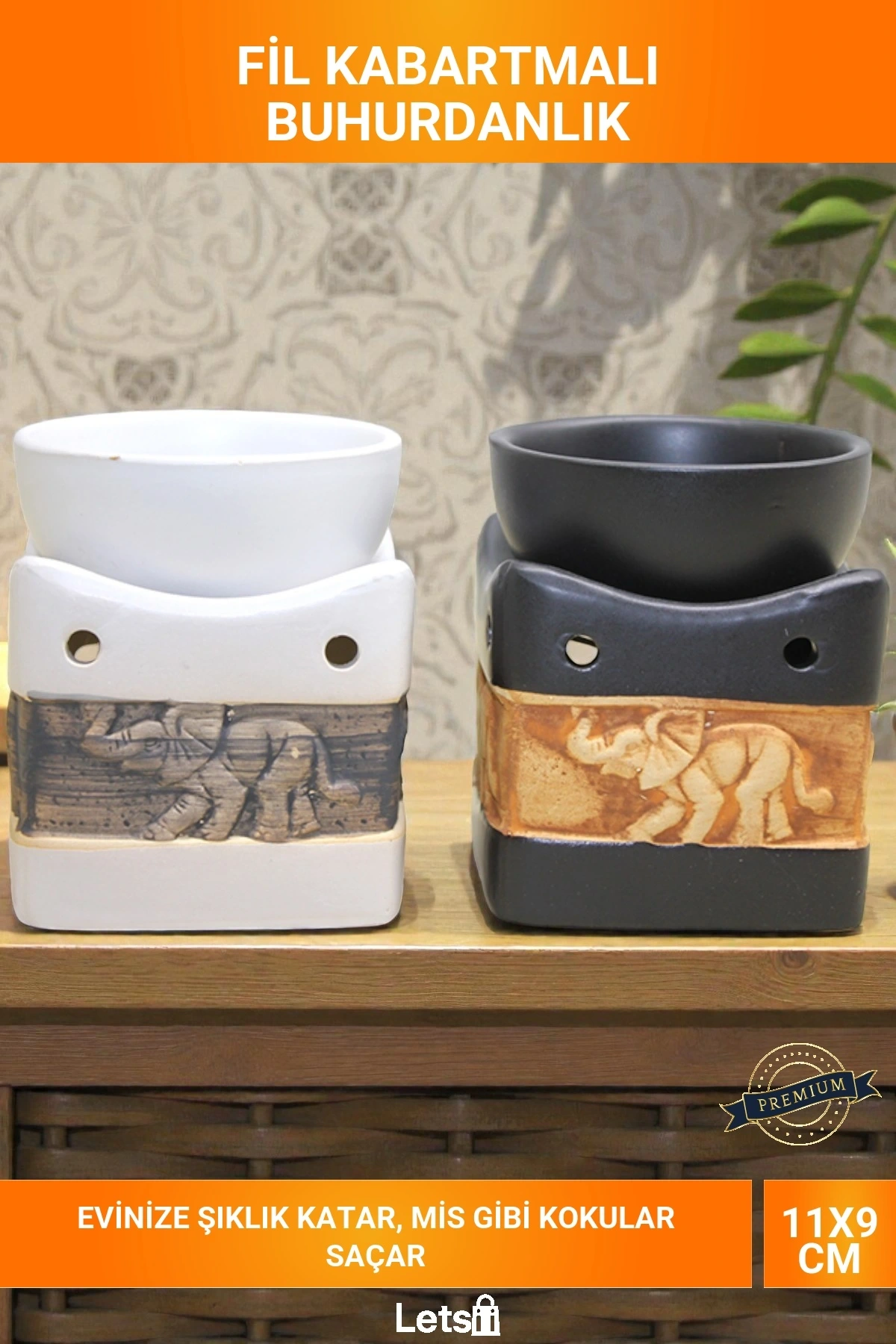 Seramik Fil Kabartmalı Aromaterapi Buhurdanlık (Renk Karışık)