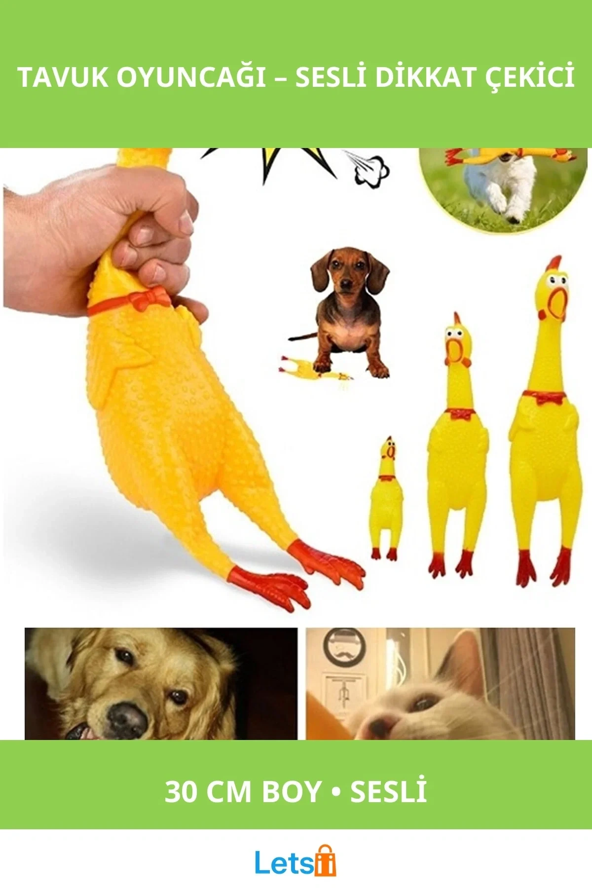 Ses Çıkaran Tavuk Kedi Köpek Oyuncağı 30 cm