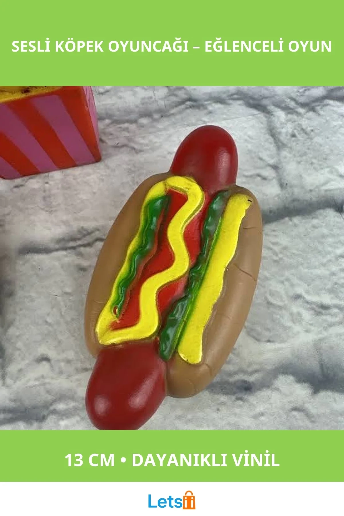 Sesli Hot Dog Şeklinde Eğlenceli Köpek Oyuncağı