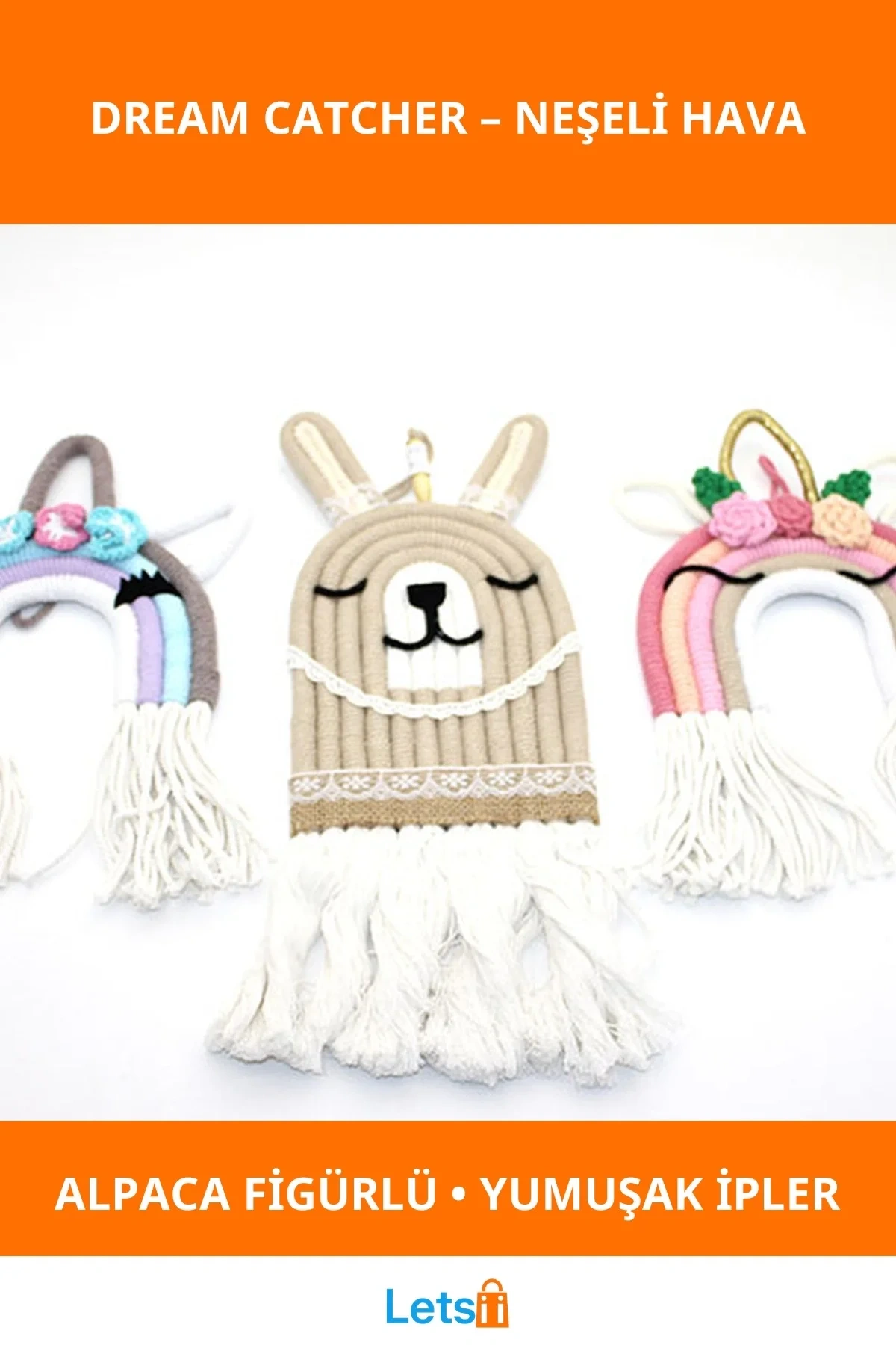 Sevimli Alpaka ve Unicorn Tasarımlı Rüya Kapanı