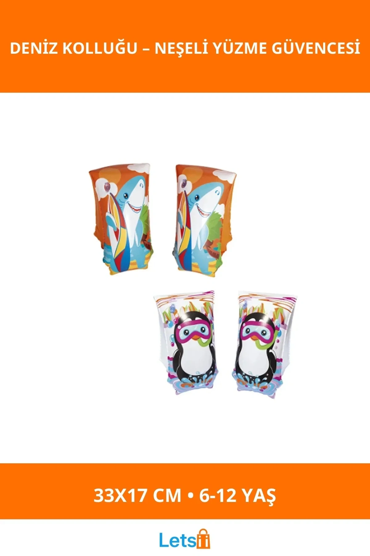 Sevimli Hayvan Desenli Büyük Çocuk Deniz Kolluğu 33x17 cm (6 12 Yaş)