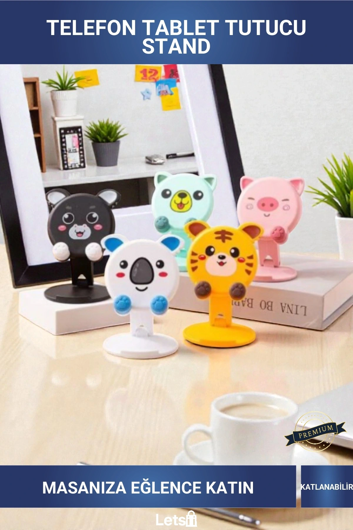 Sevimli Hayvan Figürlü Katlanabilir Masaüstü Telefon Tablet Standı Tutucu