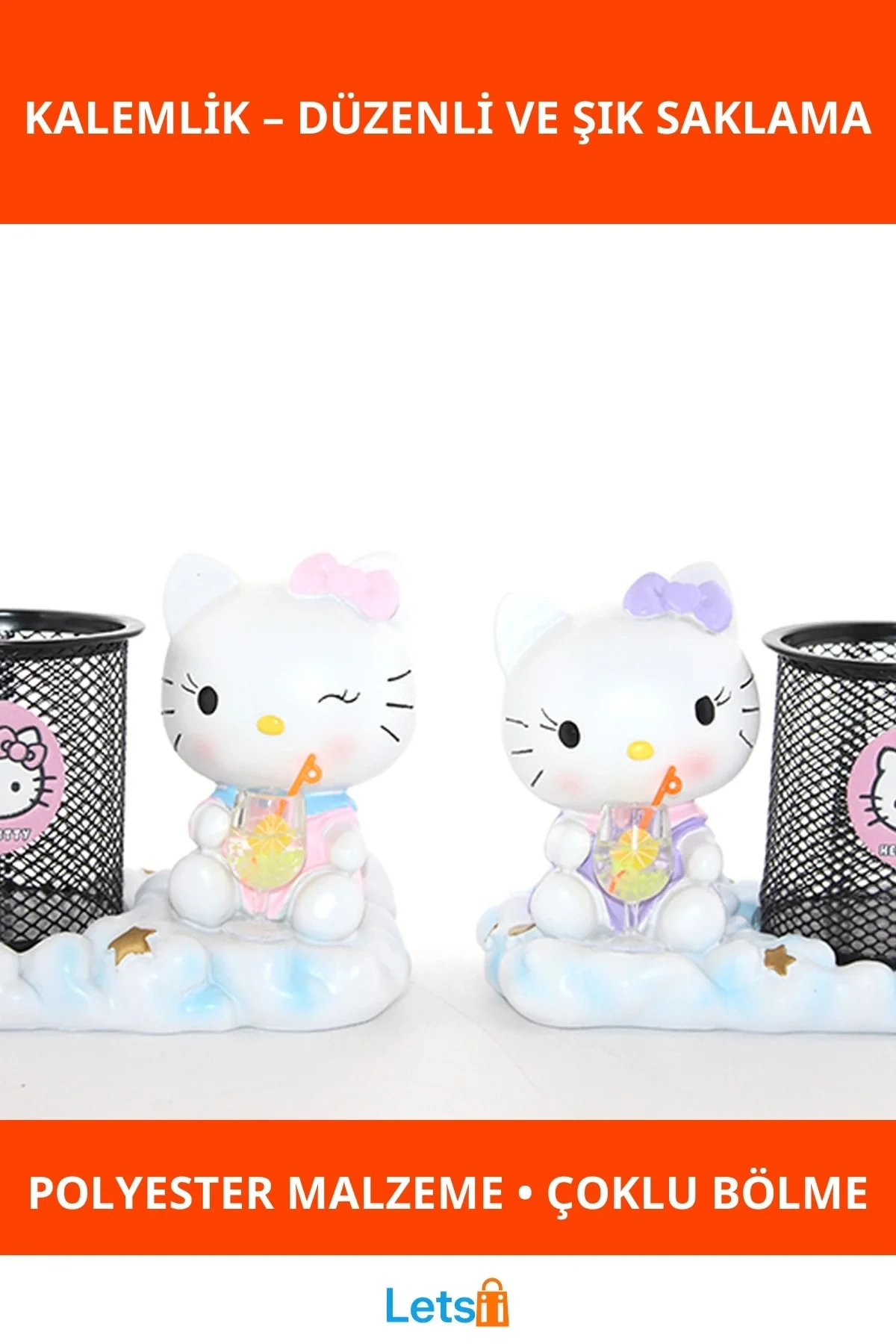 Sevimli Hello Kitty Tasarımlı Dayanıklı Polyester Kalemlik