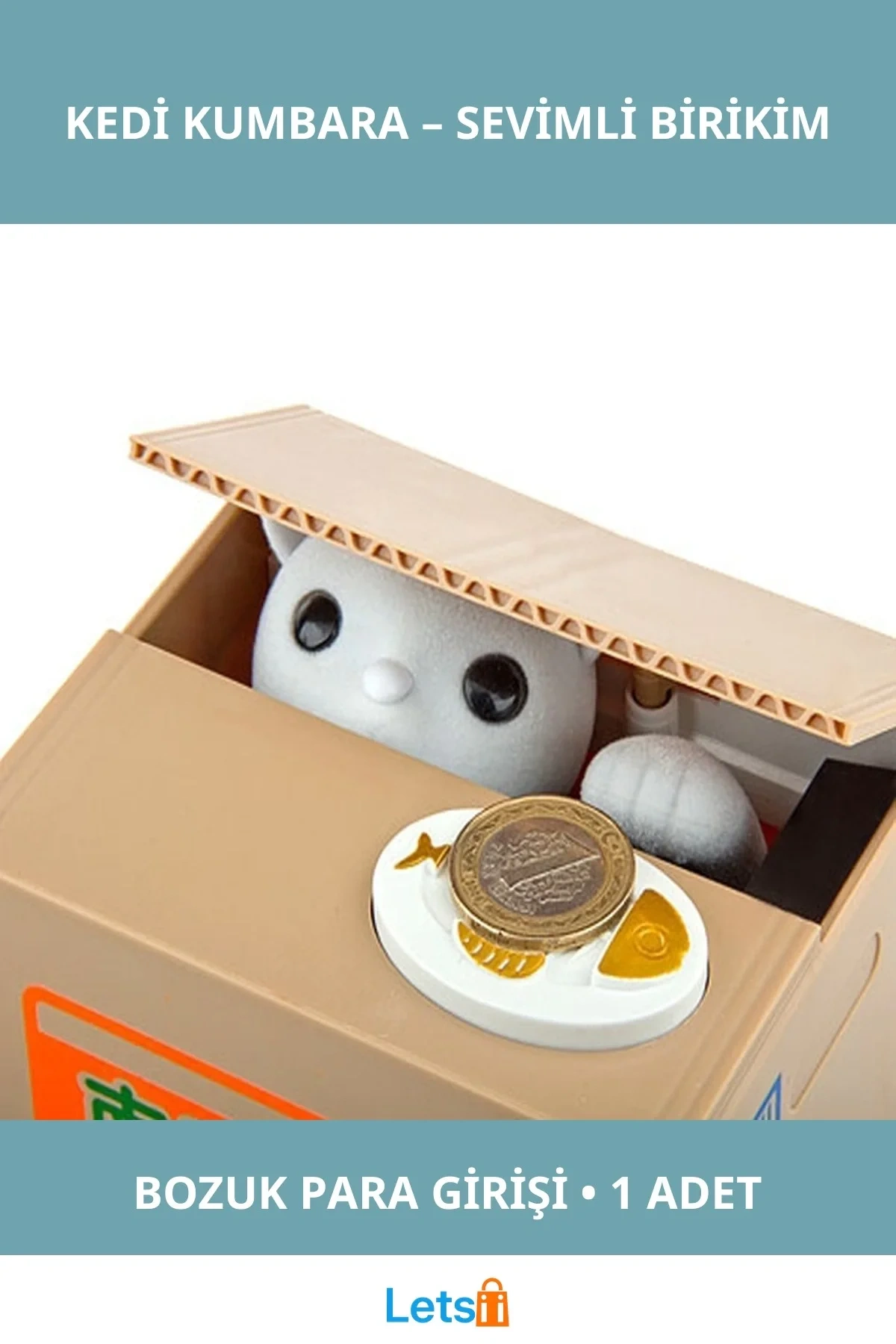 Sevimli Hırsız Kedi Kumbara Plastik 12 cm