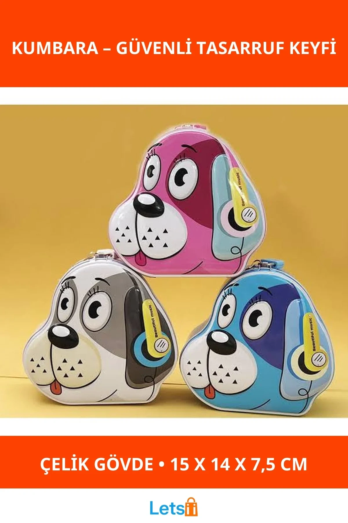 Sevimli Köpek Tasarımlı Kilitli Kumbara