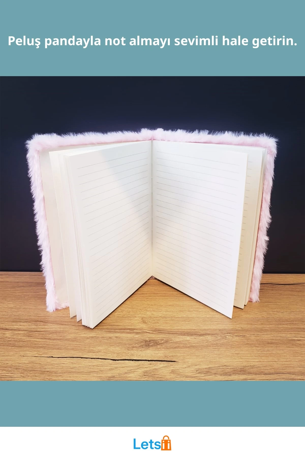 Sevimli Panda Tasarımlı Peluş Defter 21x15 cm 75 Sayfa