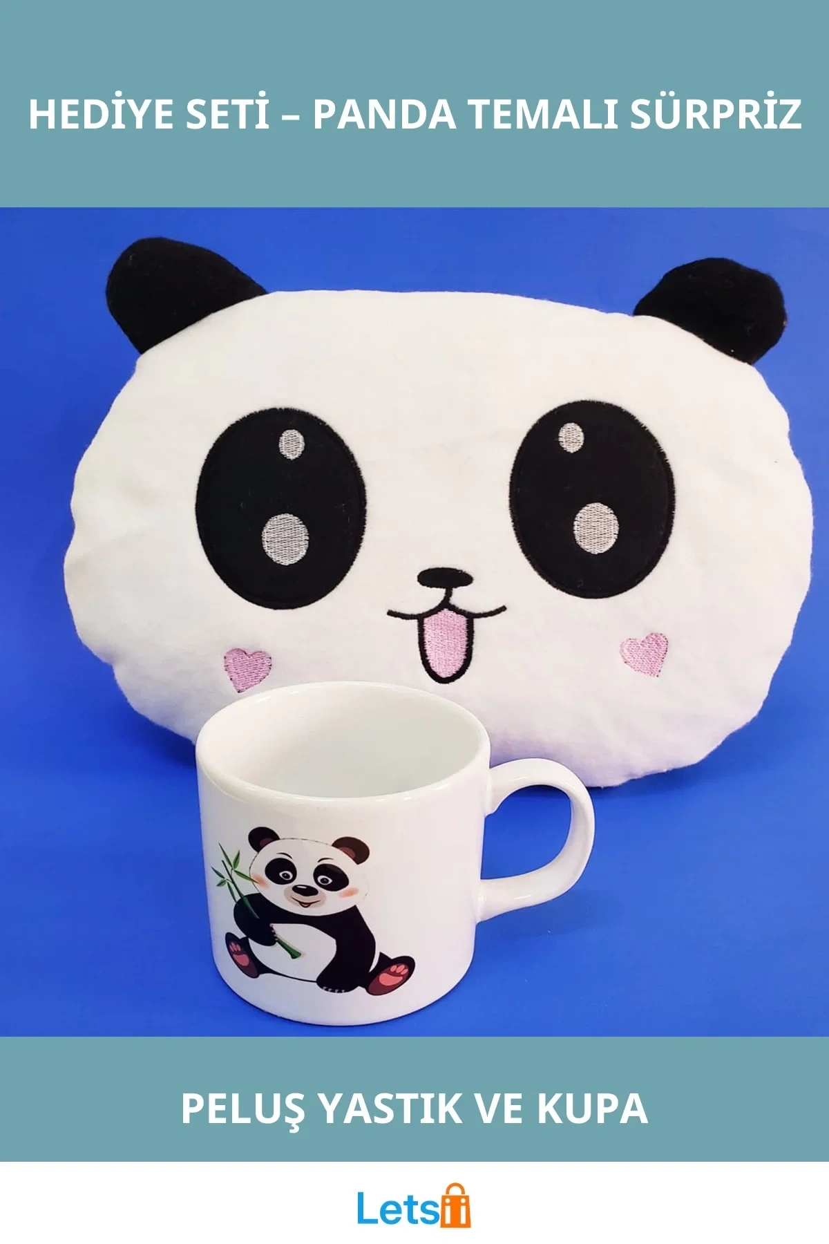 Sevimli Panda Yastık ve Kupa Bardak Seti
